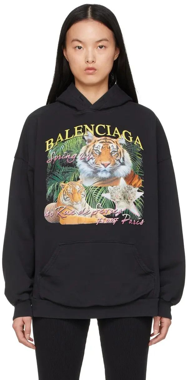 Balenciaga o1mle0824 Year Of The Tiger Hoodie in Black Size S / US 4 / IT 40 - 1 Thumbnail