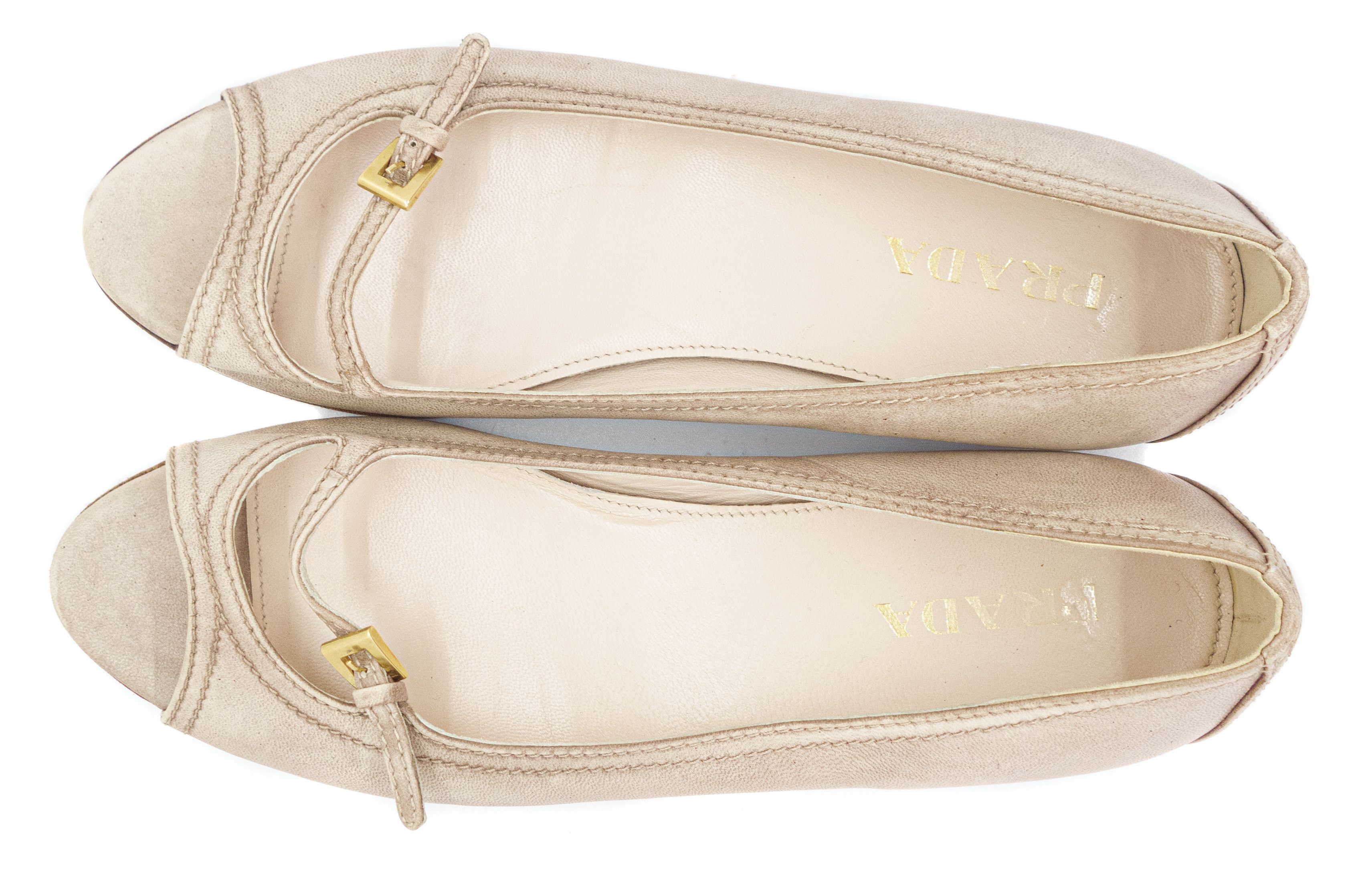 Prada Leather Boat Ballet Shoes Size US 7 / IT 37 - 3 Thumbnail