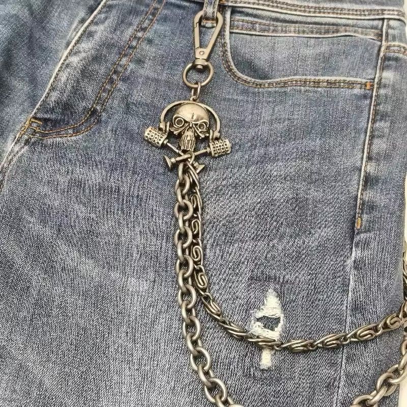 Jewelry Retro Skull Silvery Bilayer Body Pant Waist Chain Size ONE SIZE - 6 Thumbnail