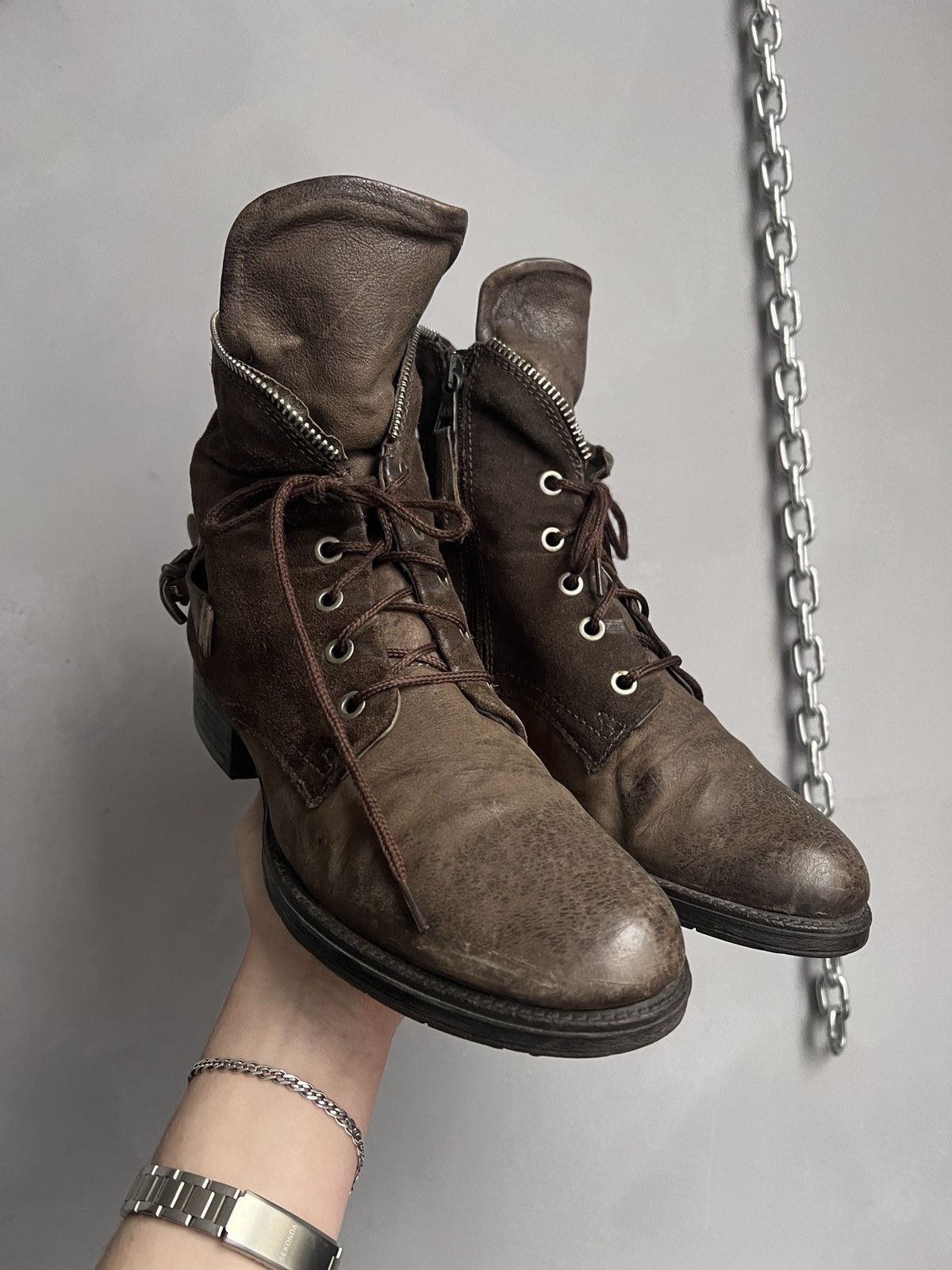 A.S.98 Vintage A.S. 98 Brown Style Boots Leather Zip Lace Size US 8.5 / IT 38.5 - 2 Thumbnail