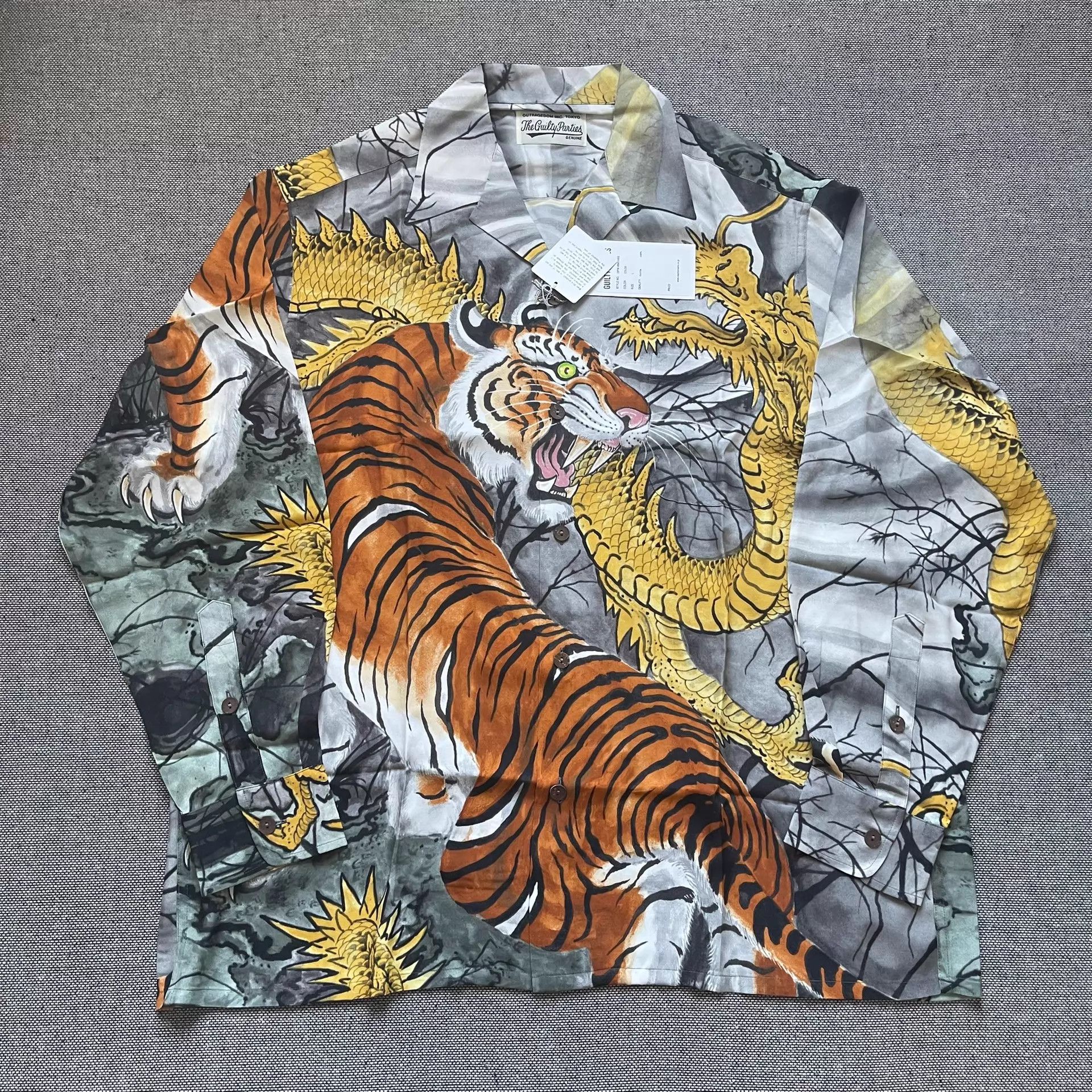 Wacko Maria Wacko Maria x Tim Lihe Painted Dragon Tiger Hawaiian Shirt L Size US L / EU 52-54 / 3 - 1 Thumbnail