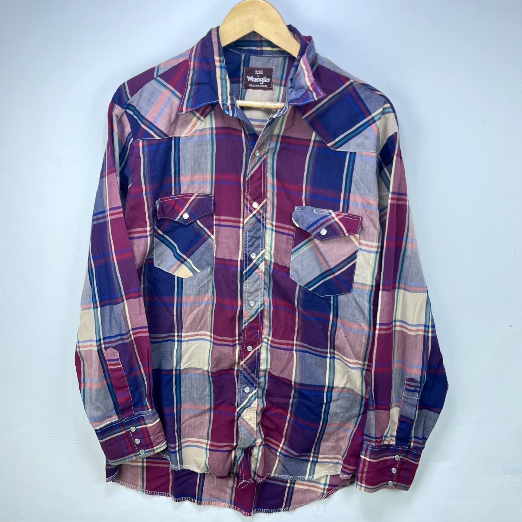 Wrangler VINTAGE Wrangler Western Shirt Long Sleeve Button-Up L Red Men Size US L / EU 52-54 / 3 - 2 Thumbnail