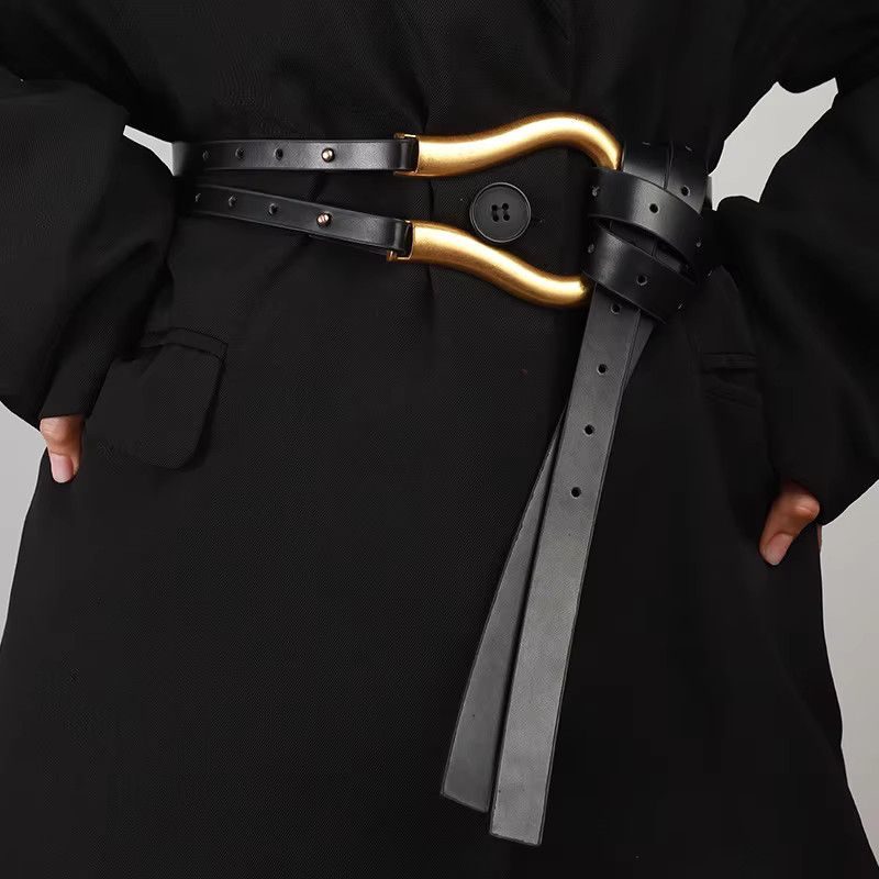Jewelry Golden Metal Buckle Knotted Belt Waistband Wrist Straps Size ONE SIZE - 1 Thumbnail