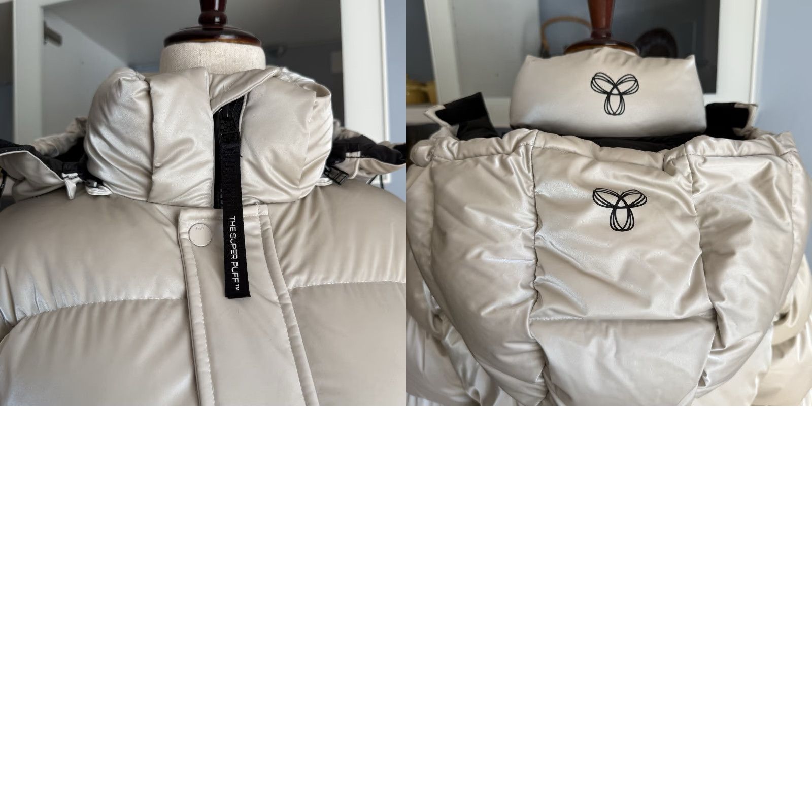 Aritzia The Super Puff Shorty Liquid Shine Birch Down Cropped Puffer Jacket XS Women