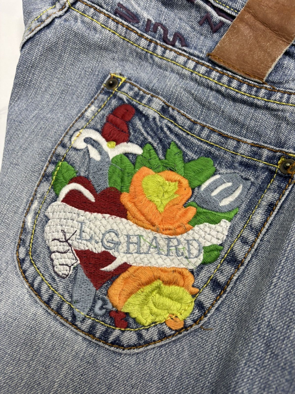 Ed Hardy Flare Jeans L.G HARD Flower Embroidery Ed Hardy Style Jeans Size US 28 / EU 44 - 9 Thumbnail