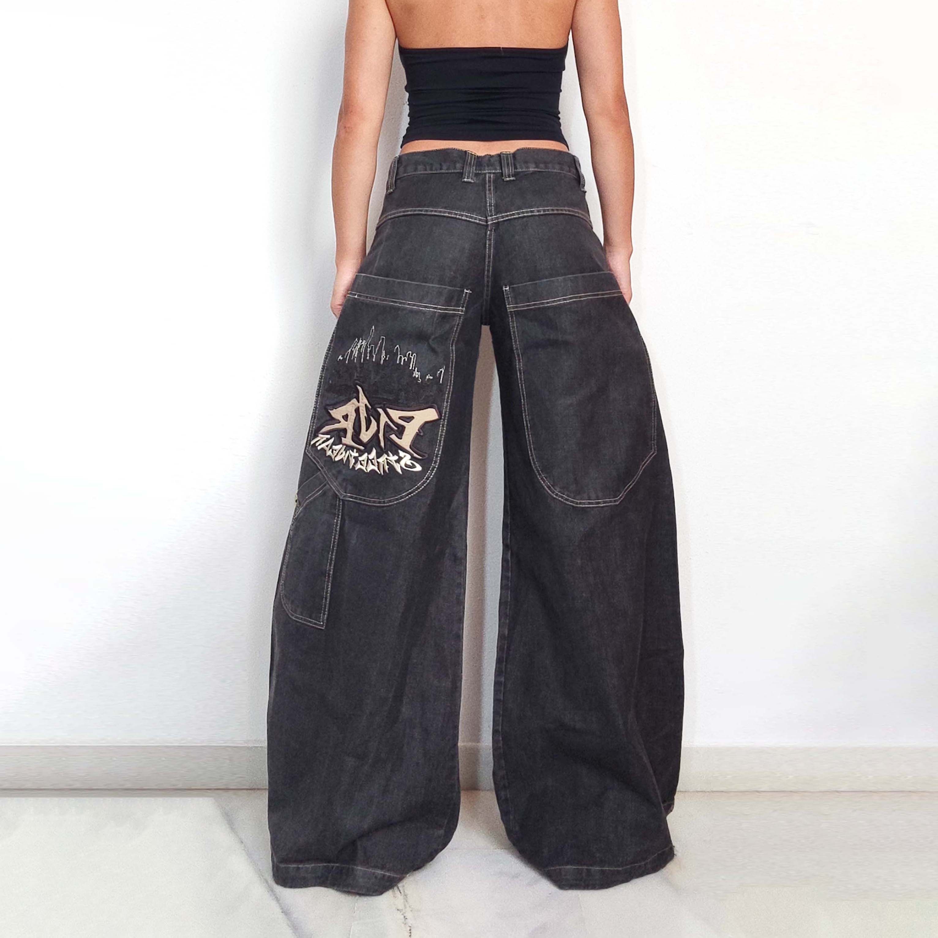 Vintage Y2k Deadstock Vintage Baggy Drawstring Jeans with Embroidery Size 28" / US 6 / IT 42 - 1 Thumbnail