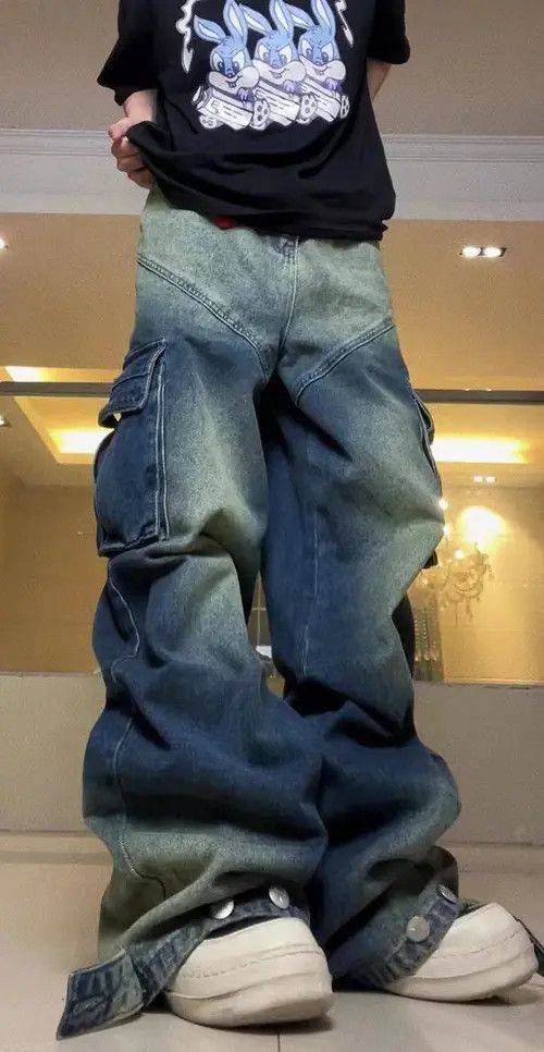 VIBE Retro gradient multi-pocket casual work jeans Size US 28 / EU 44 - 3 Thumbnail