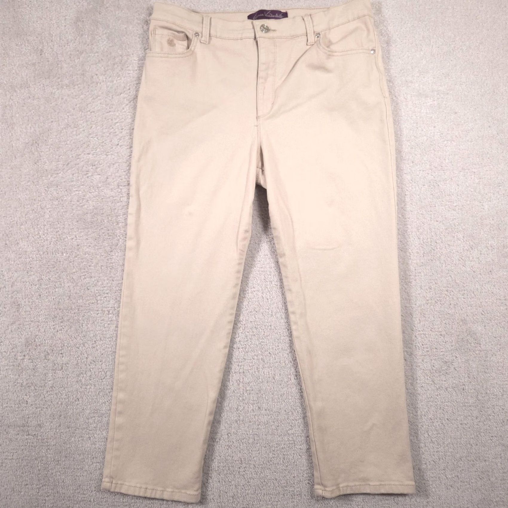 Gloria Vanderbilt VINTAGE Gloria Vanderbilt Amanda Jeans Womens 14P Short Beige High Rise Straight Stretch Size 36" / US 14 / IT 50 - 2 Thumbnail