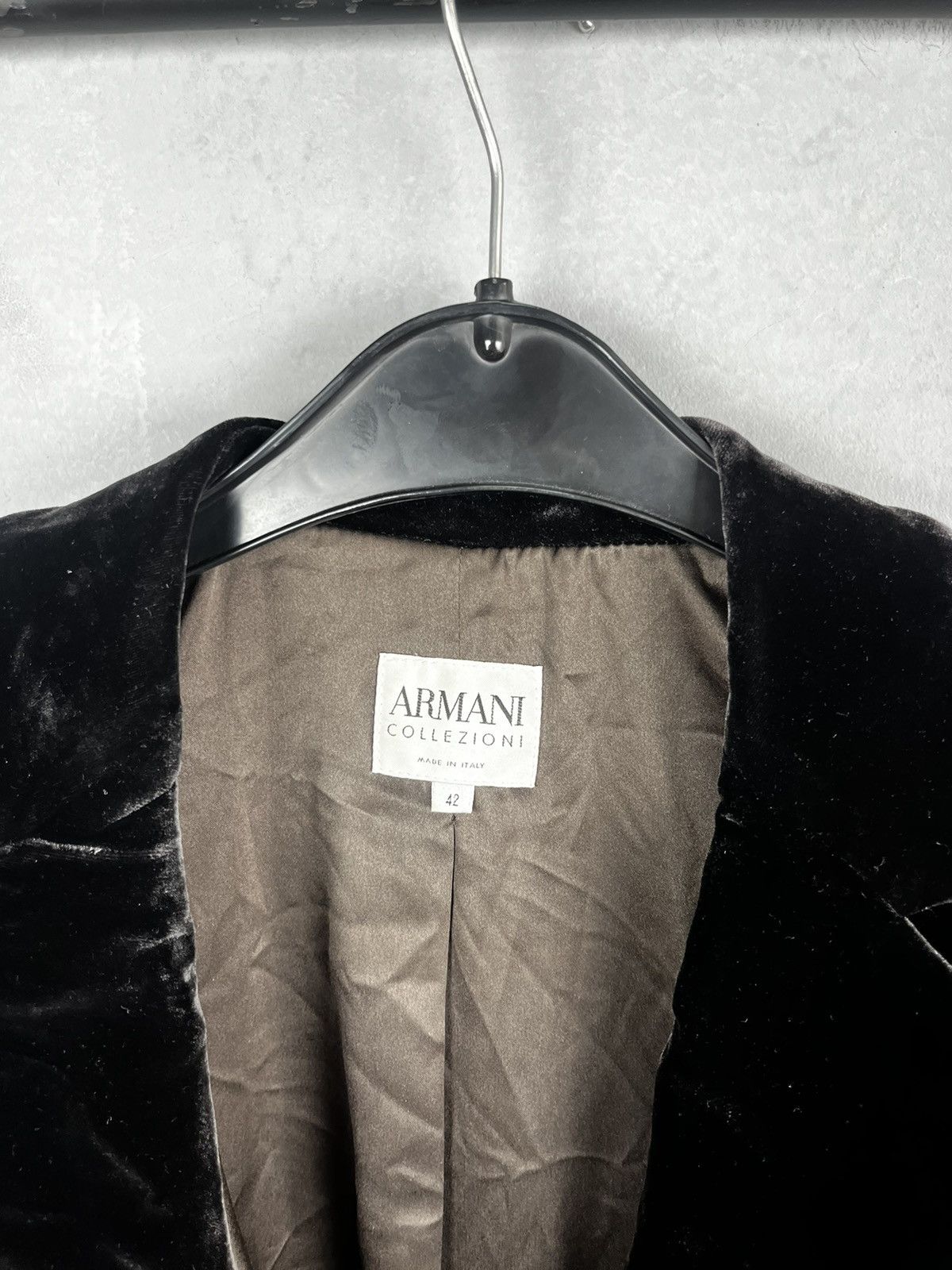 Armani Collezioni × Giorgio Armani Vintage 90s Armani Jeans Velour Striped Black Women's Blazer Size M / US 6-8 / IT 42-44 - 10 Thumbnail