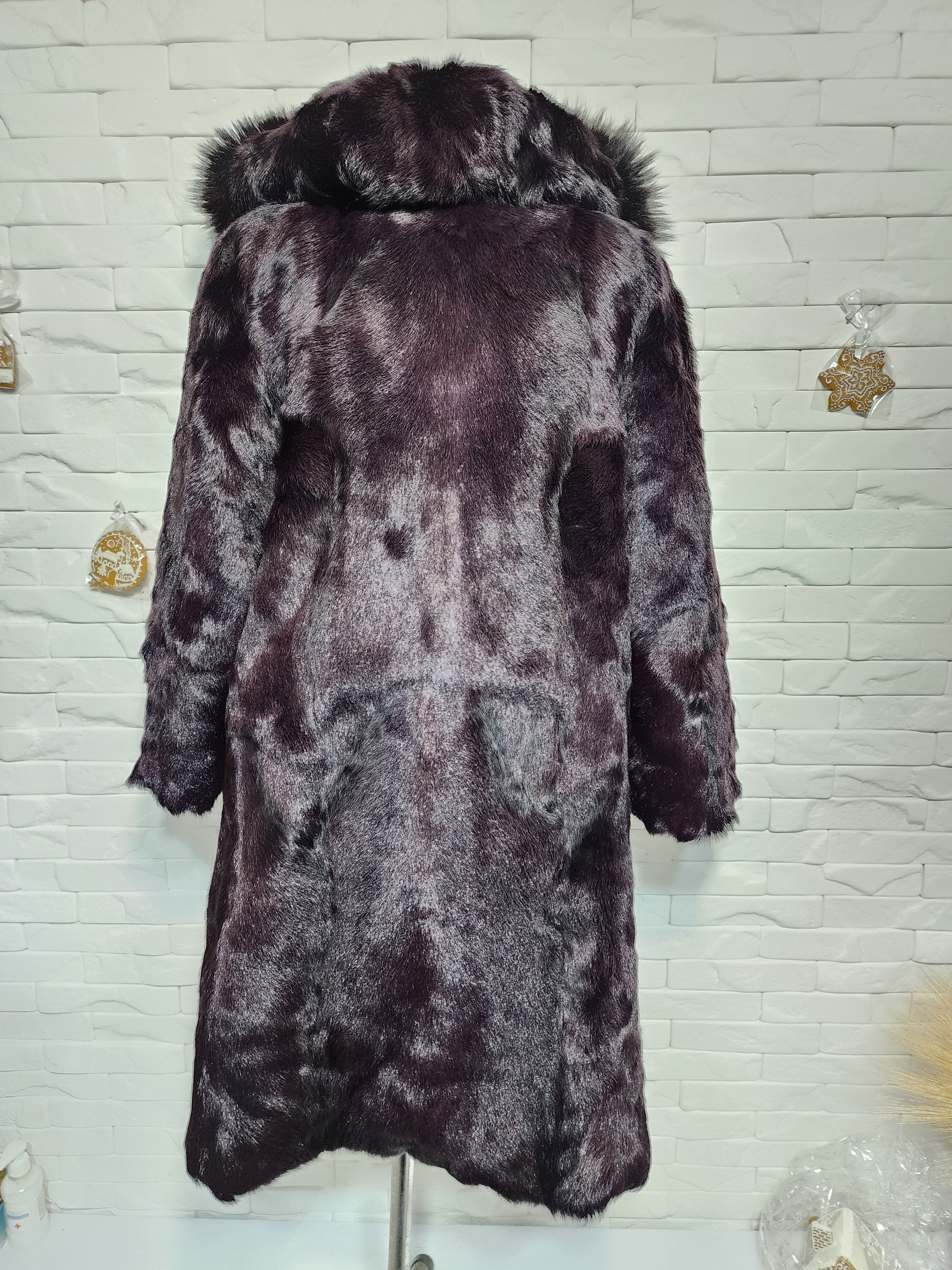Furla Black Goat Fur Coat: Women's Warm Hooded Outerwear Size XL / US 12-14 / IT 48-50 - 4 Thumbnail