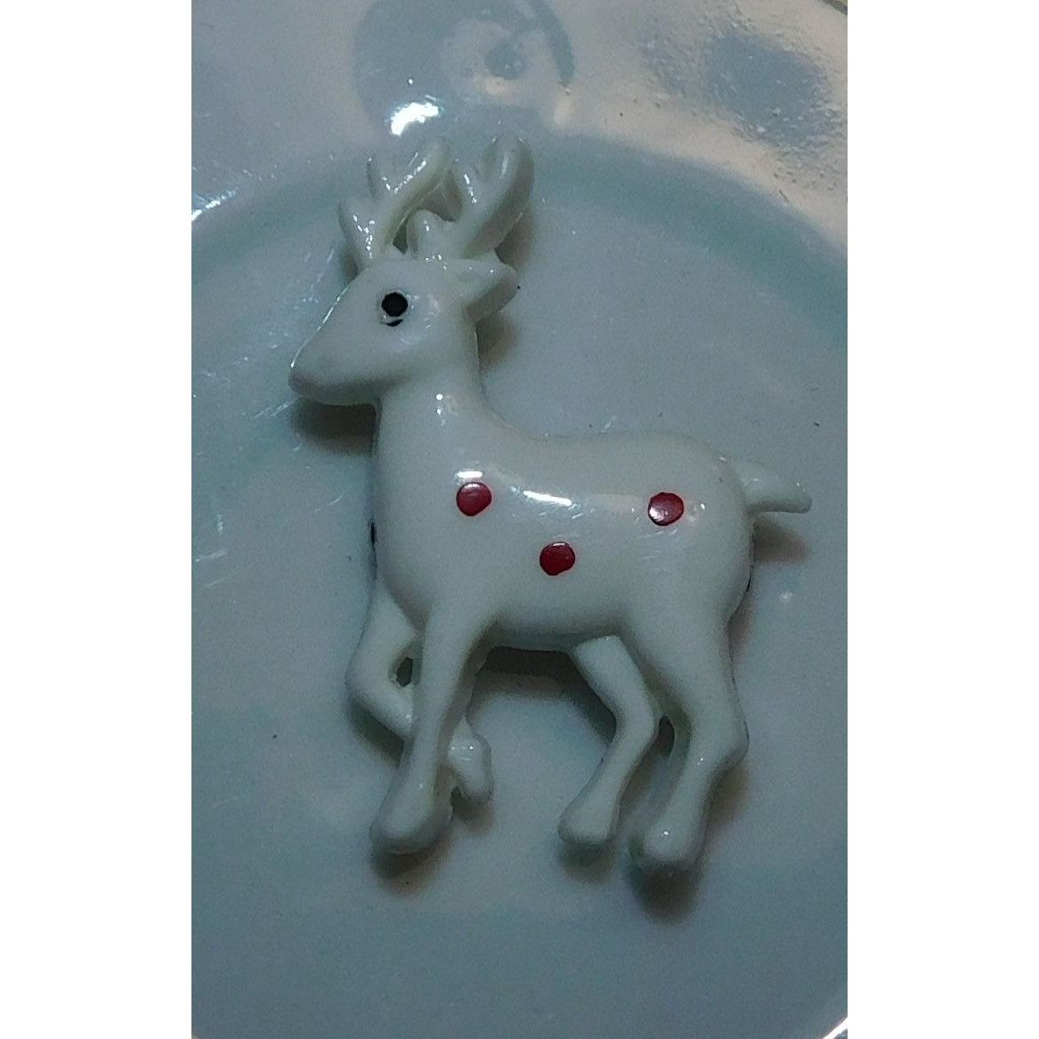 Other Vintage White Reindeer Brooch With Red Polka Dots Size ONE SIZE - 5 Thumbnail