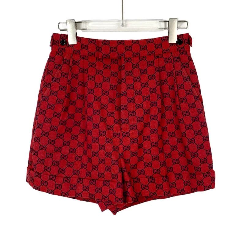 Gucci Gucci Hot red logo double G full-print cotton shorts 2502- Size US 38 / EU 54 - 1 Thumbnail