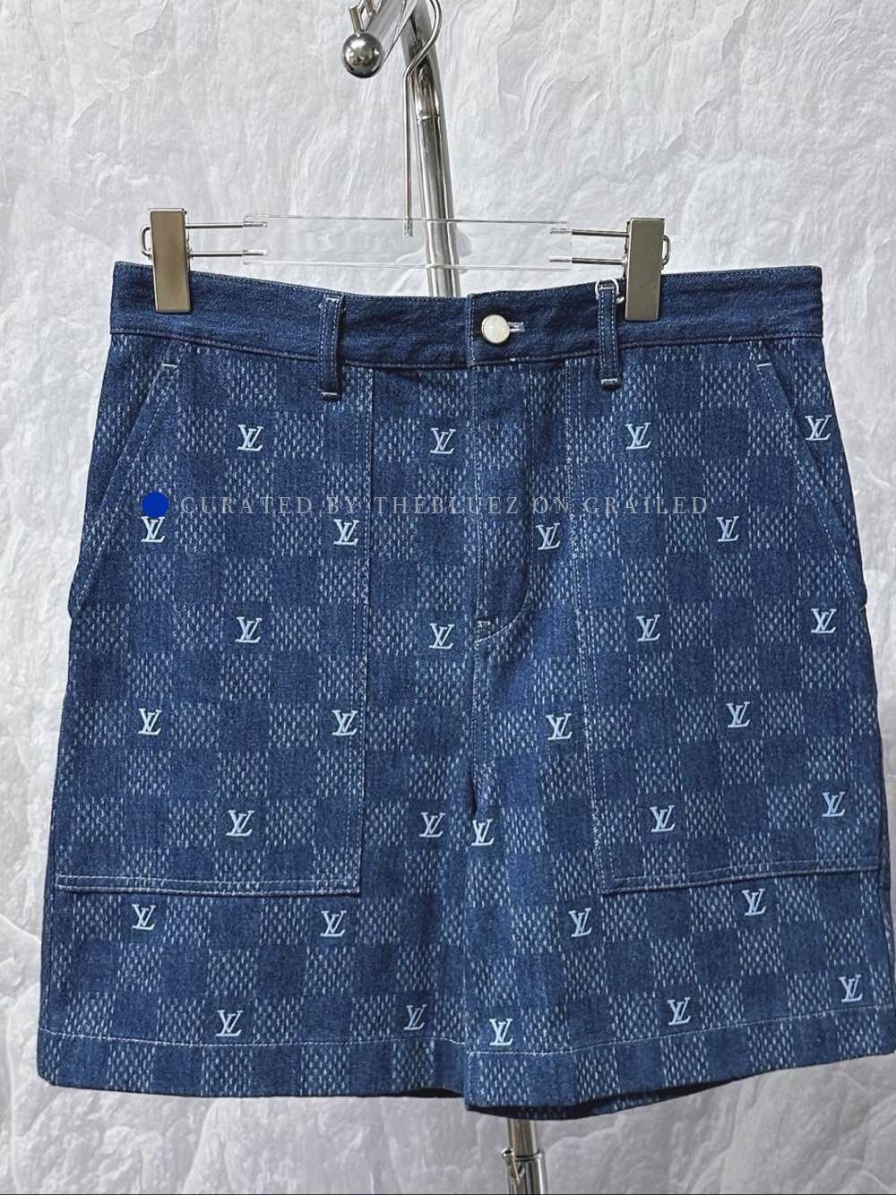 Louis Vuitton Blue Checkered Denim Mini Skirt Size US 32 / EU 48 - 1 Thumbnail