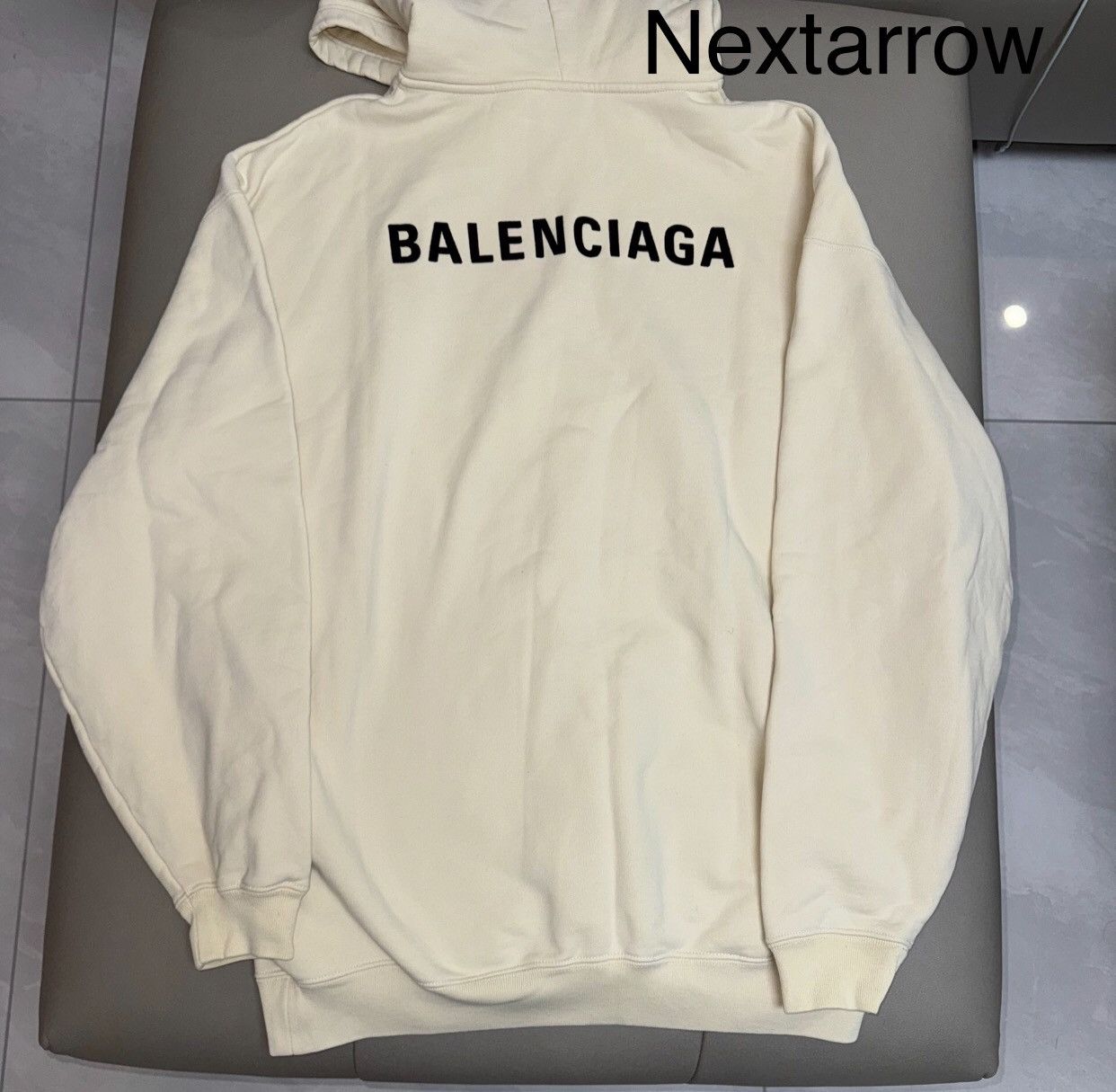 Balenciaga Balenciaga Beige Embroidered logo Hoodie 2412-Nextarrow Size US M / EU 48-50 / 2 - 2 Thumbnail