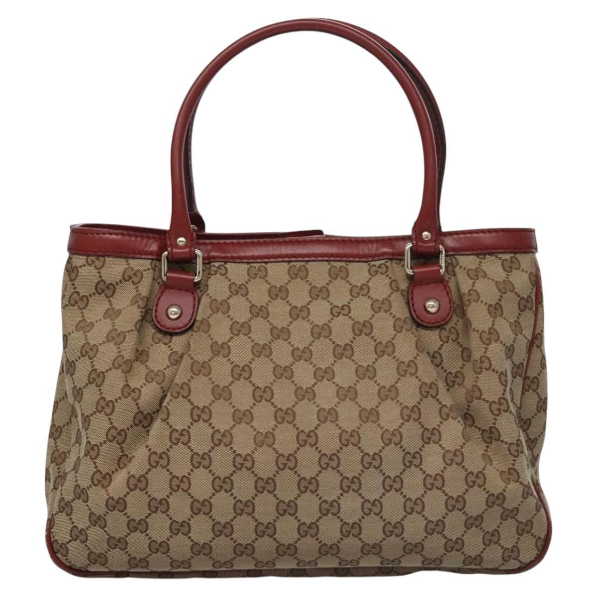 Gucci GUCCI GG Canvas Tote Bag Beige Gold Red Size ONE SIZE - 2 Thumbnail