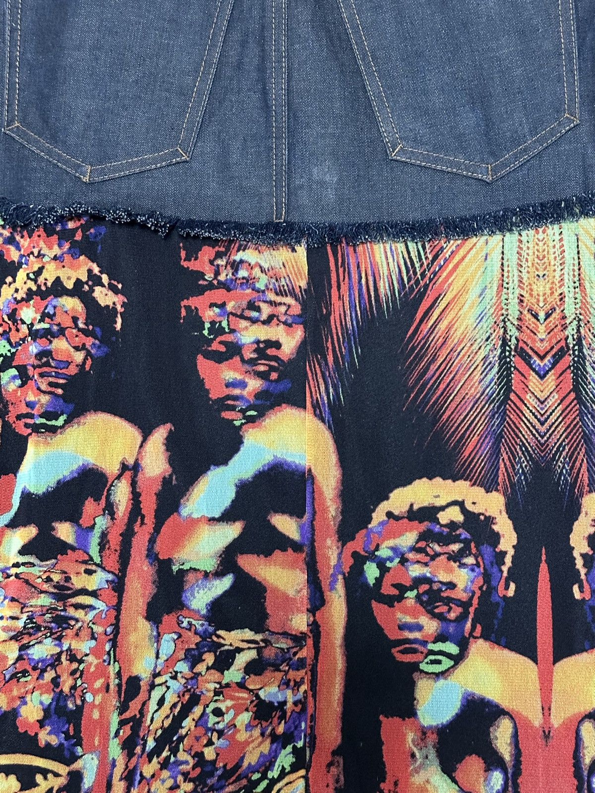 Jean Paul Gaultier JEAN PAUL GAULTIER S/S 2000 Psychedelic Print Denim Skirt Size 28" / US 6 / IT 42 - 5 Thumbnail