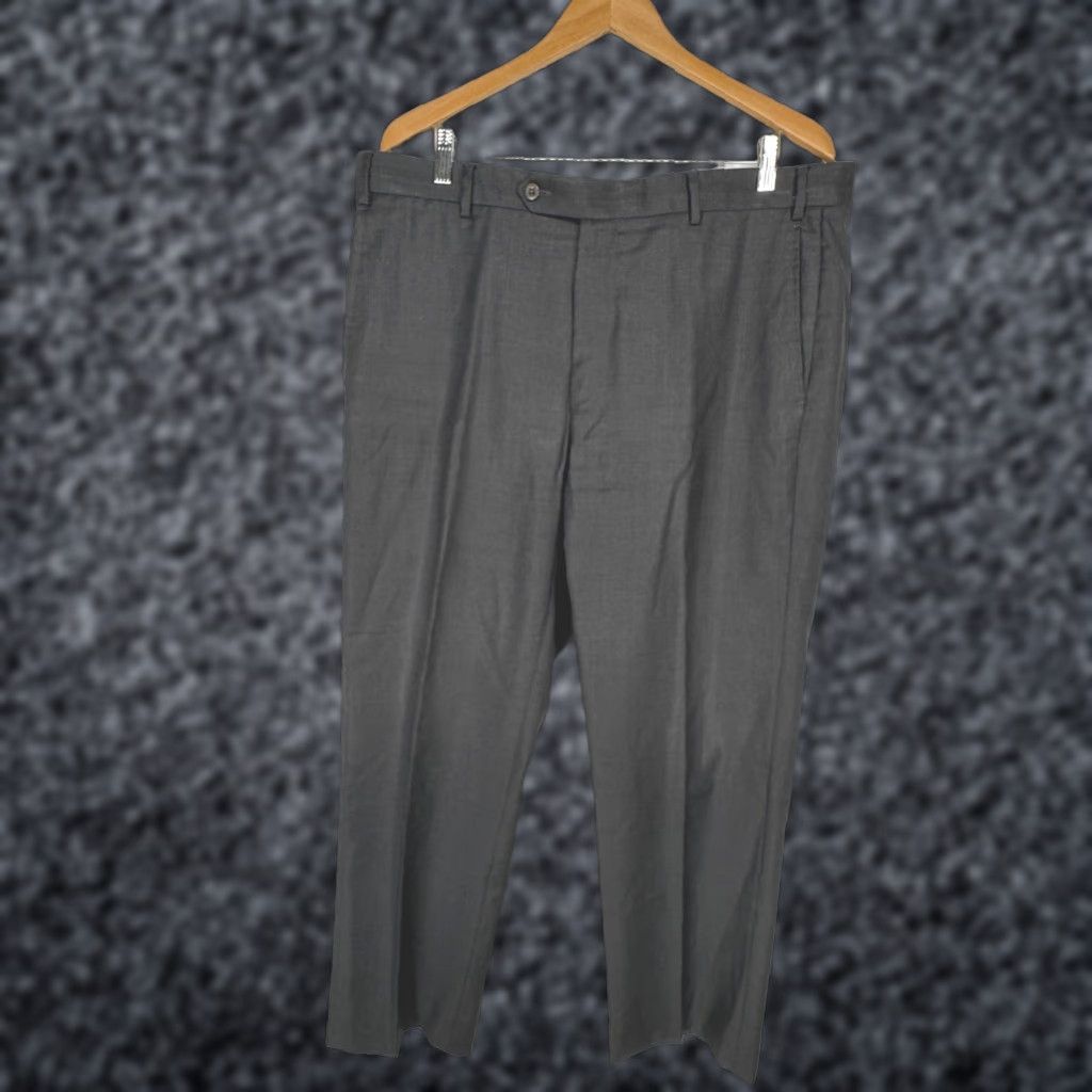 Zanella Zanella Todd 100% Virgin Wool Dress Pants Mens 38 Charcoal Gray Flat Front Italy Size US 40 / EU 56 - 1 Thumbnail