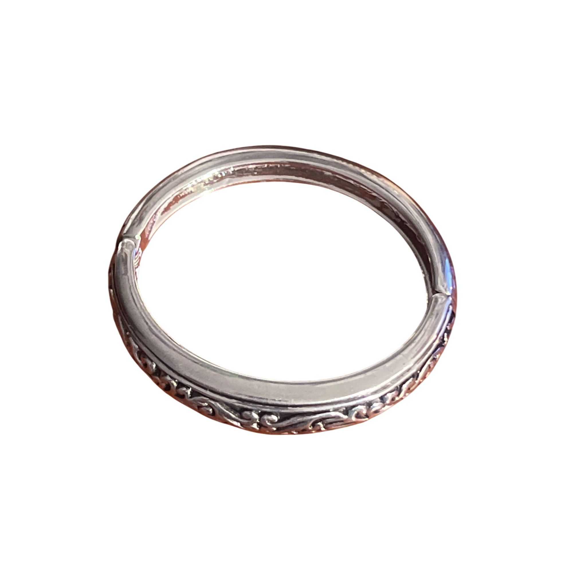 Other Vintage Silver Tone Clamper Bangle Bracelet Etched Scrollwor Size ONE SIZE - 5 Thumbnail