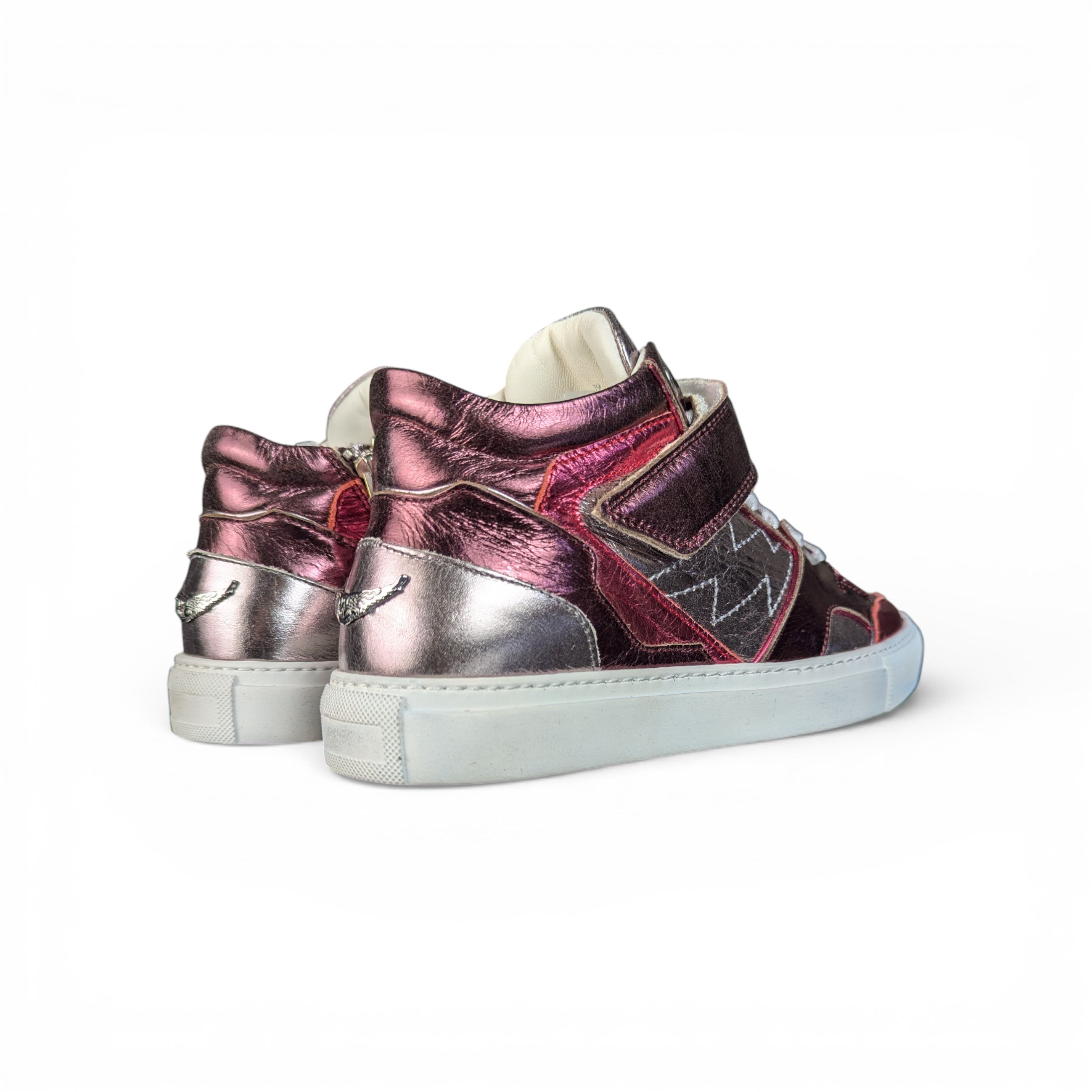 Zadig & Voltaire ZADIG&VOLTAIRE Pink Silver High top Leather Sneakers Size US 9 / IT 39 - 5 Thumbnail