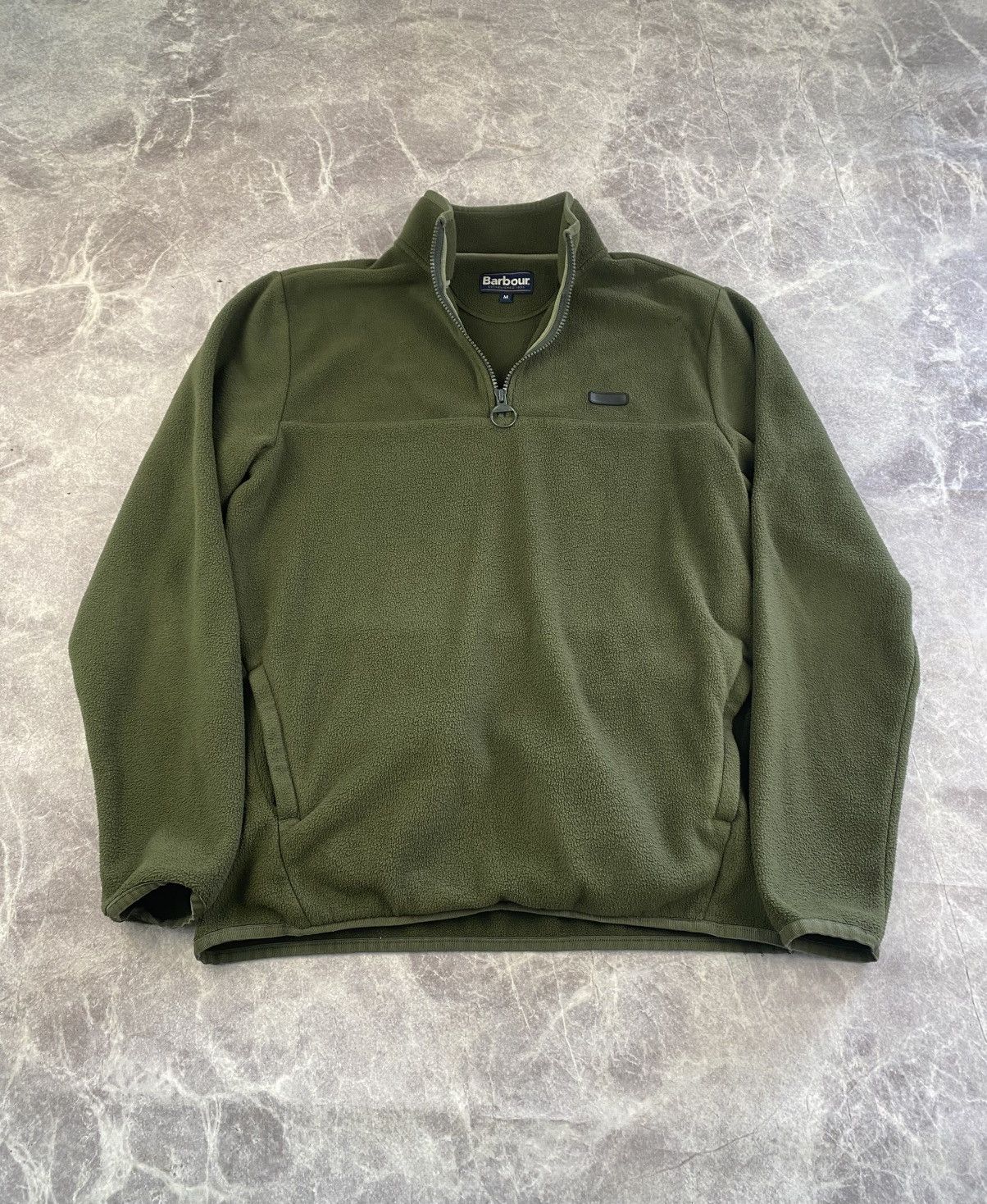 Barbour Barbour Olive Green Light Fleece Jacket With Leather Logo Size US M / EU 48-50 / 2 - 1 Thumbnail