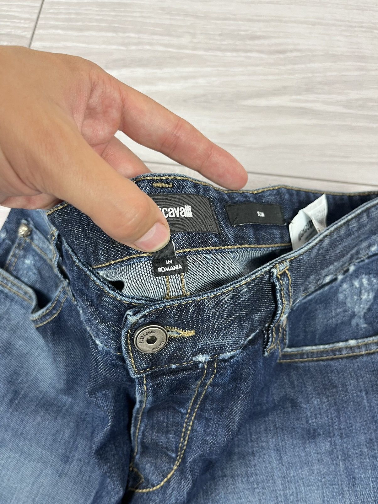 Just Cavalli Just Cavalli Italy Blue Denim Distressed Slim Jeans Pants Size US 34 / EU 50 - 11 Thumbnail