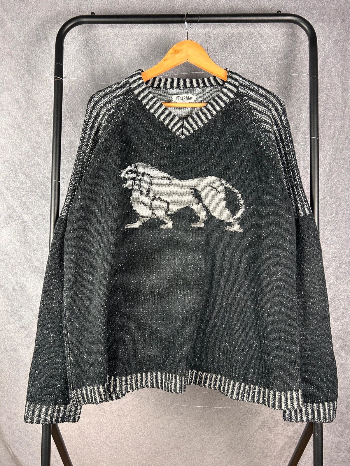 Lonsdale × Vintage Lonsdale London Opium grey knitwear blackbig logo Size US S / EU 44-46 / 1 - 1 Thumbnail