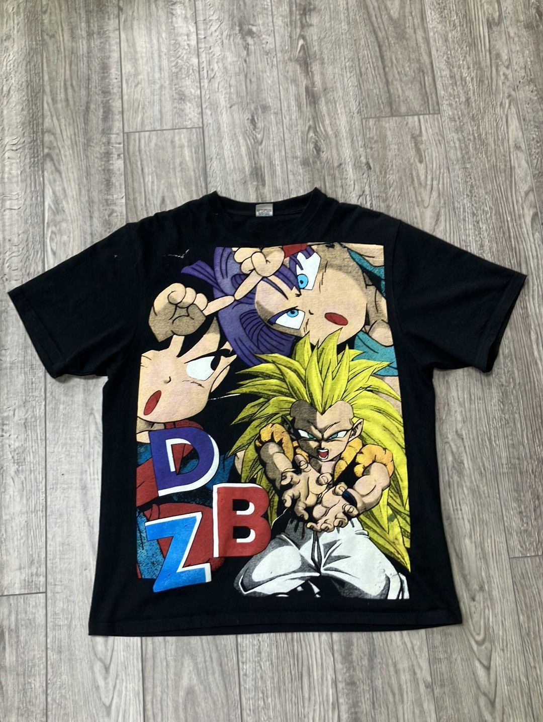 Image of Vintage Dragon Ball Z All Over Print Modern Boot Tee XL in Black, Men's