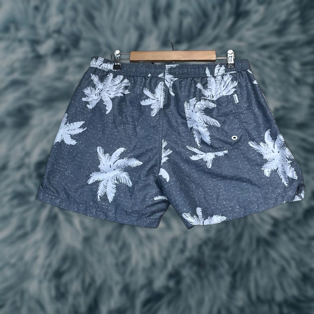Vintage Maamgic Mens Palm Blue Swim Trunks XL Back Pocket Drawstring Elastic Bottom Polyester Trunks Mens XL Blue Palm Swim Bottom Size ONE SIZE - 1 Thumbnail