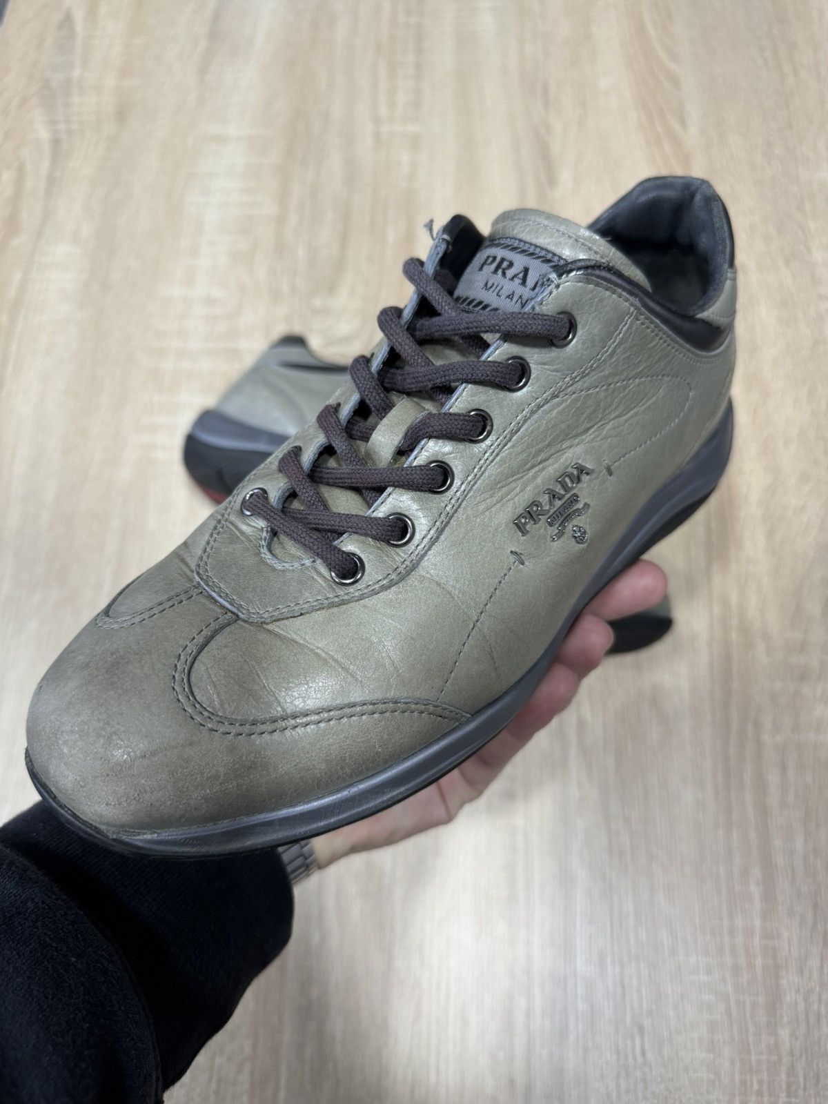 Prada × Vintage Vintage PRADA Leather LowTop Y2K Sneakers Size US 6 / EU 39 - 9 Thumbnail