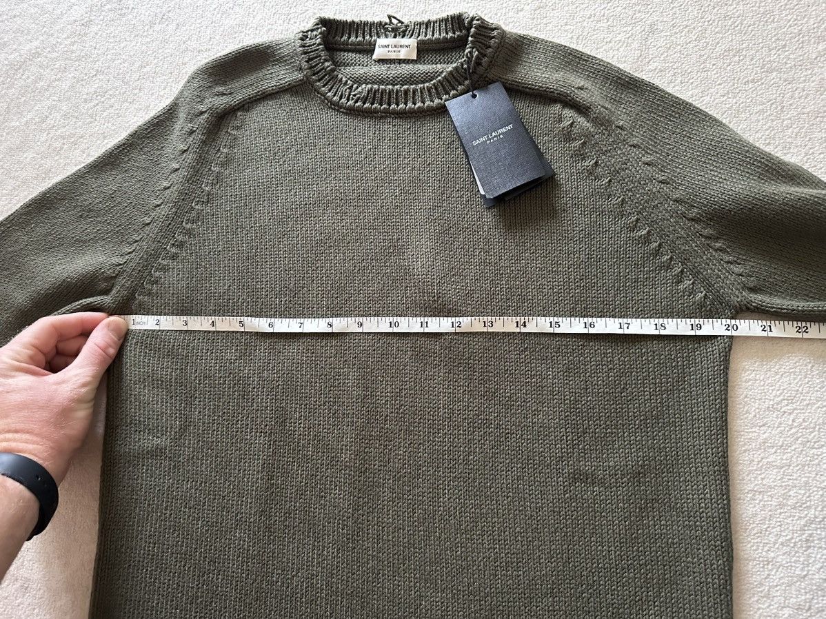 Saint Laurent Paris $990 FW21 Saint Laurent Green destroyed knit sweater L Size US L / EU 52-54 / 3 - 8 Thumbnail