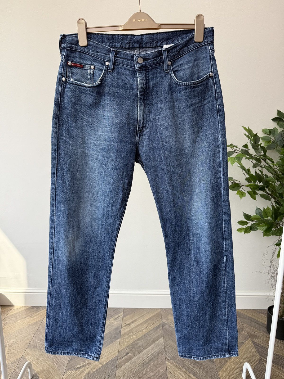 Lee Vintage Lee Cooper Men’s Blue Straight Leg Jeans Wash Denim Size US 35 - 2 Thumbnail