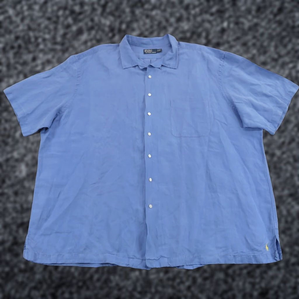 Polo Ralph Lauren VINTAGE Polo Ralph Lauren Shirt Men 4XLT Silk Linen Loop Camp Collar Yellow Pony 4XL Size US XXL / EU 58 / 5 - 1 Thumbnail