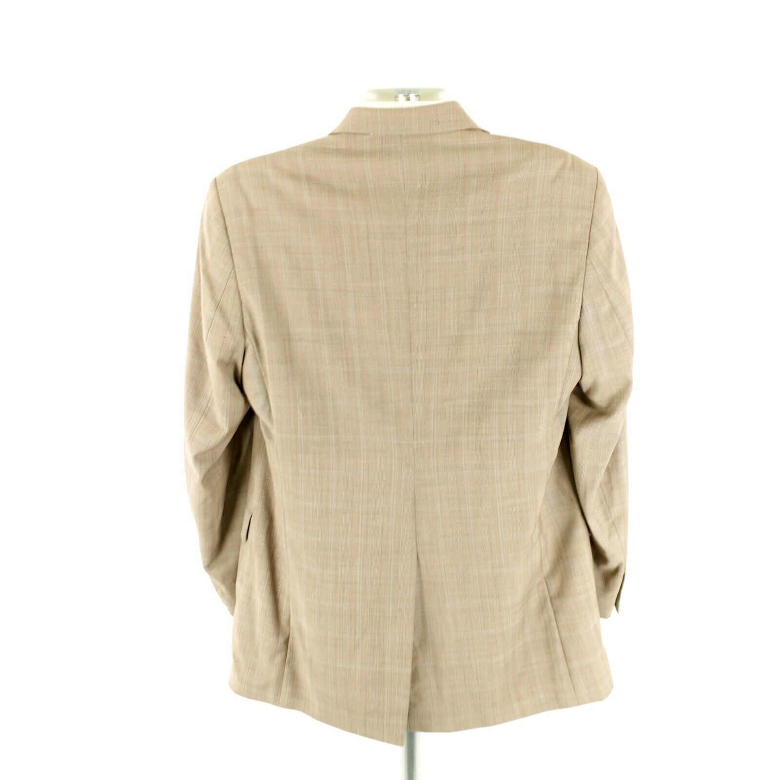Ralph Lauren DAMAGED Lauren Ralph Lauren Wool Tan Plaid W/ Blue Windowpan Size 40L - 7 Thumbnail
