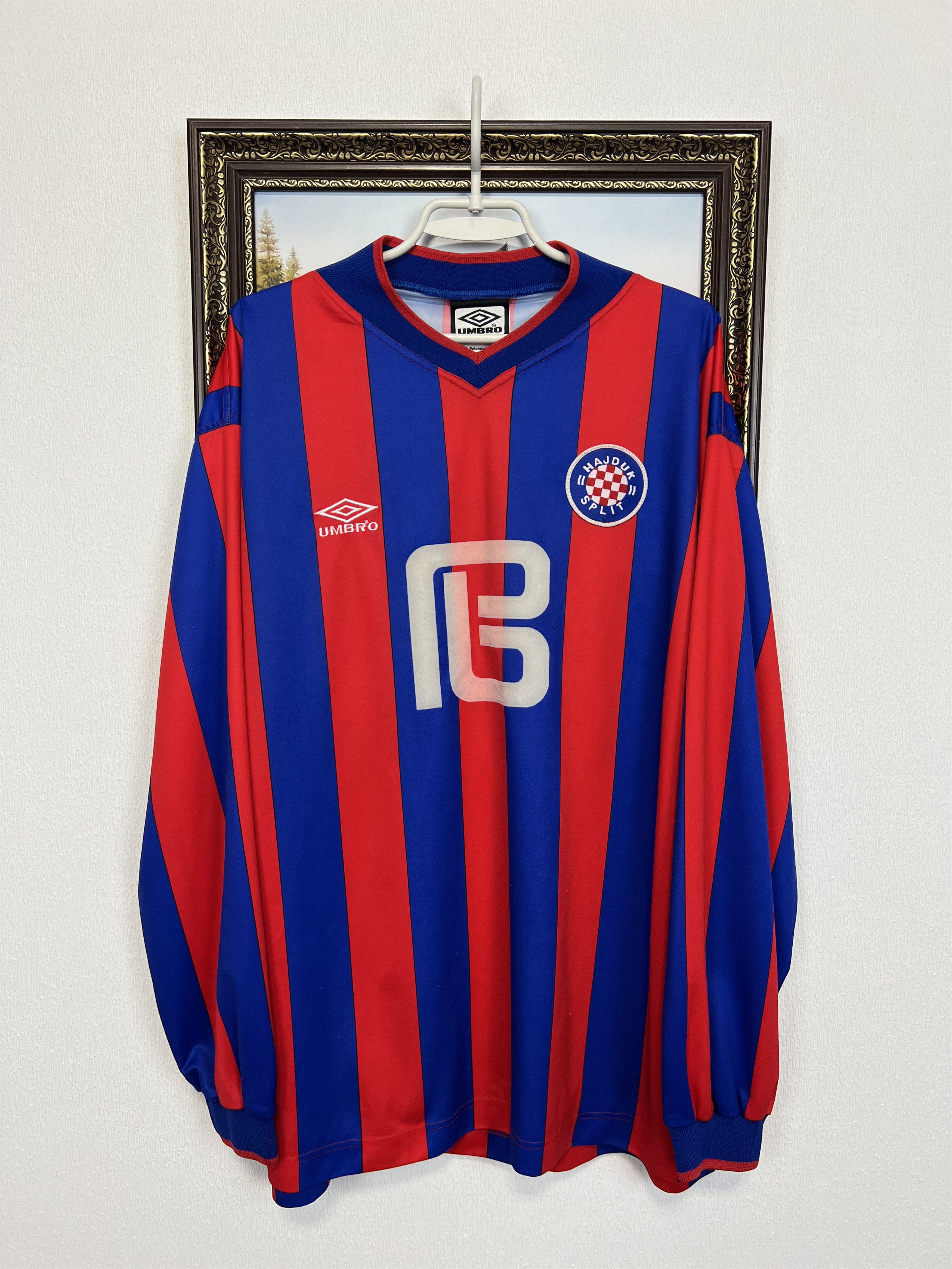 Umbro Hajduk Split football shirt Match Long Sleeve Spalj Jersey Size US XL / EU 56 / 4 - 1 Thumbnail