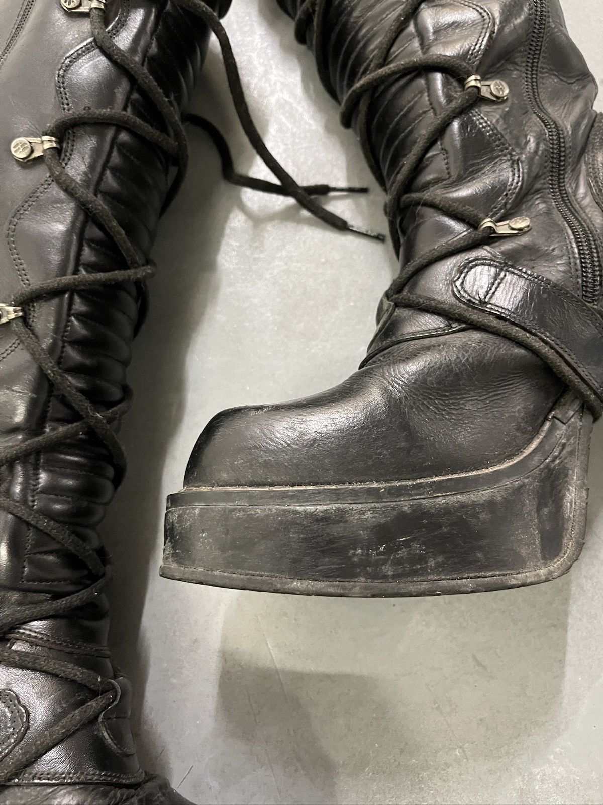 New Rock Multi-Buckle Platform Knee-High Metal Heel Boots