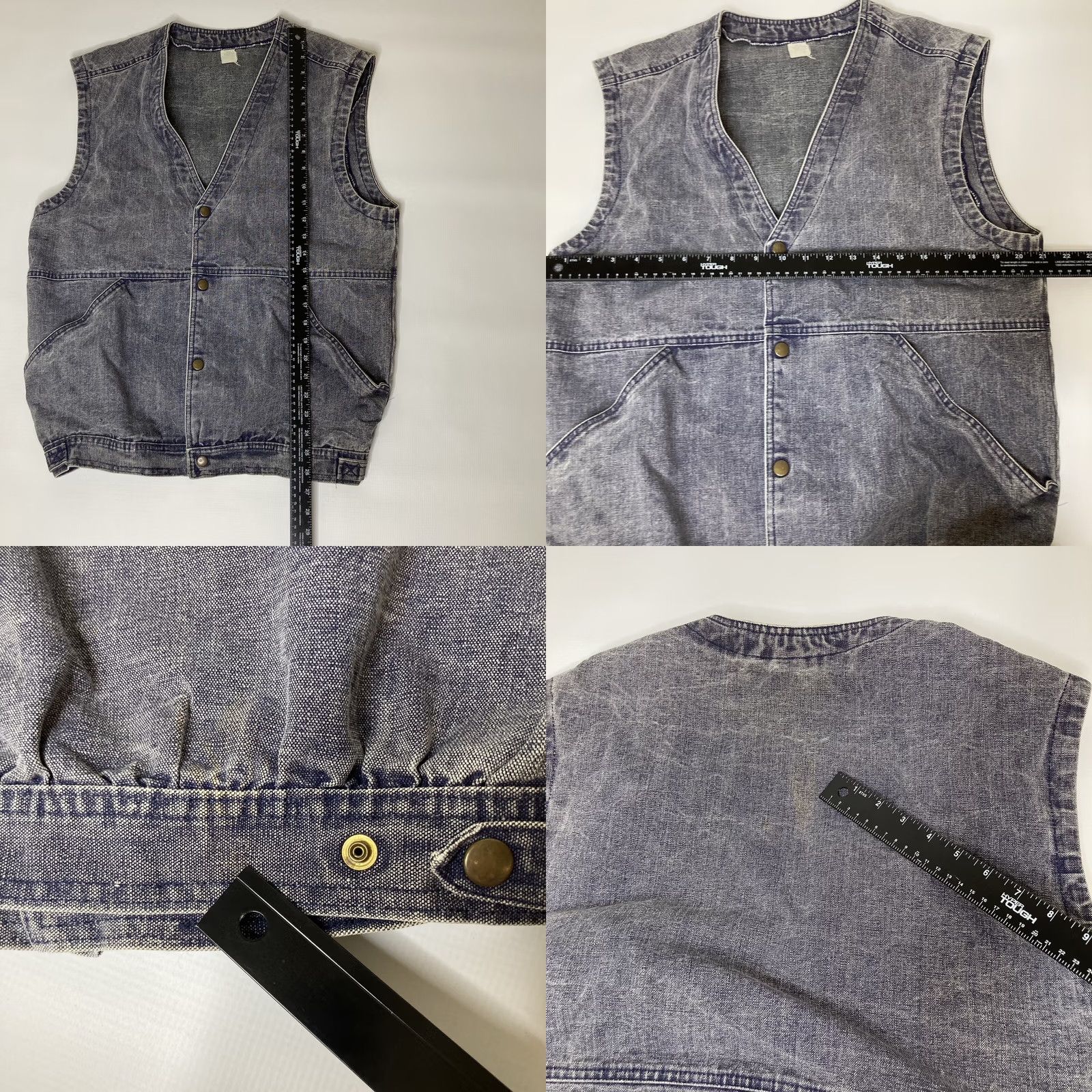 Vintage VINTAGE Bayly Jeans Denim Vest Snap Button Gray Black Wash V Neck USA Made XL Men’s Biker Style Shirt/Outerwear Size US 36 / EU 52 - 8 Thumbnail