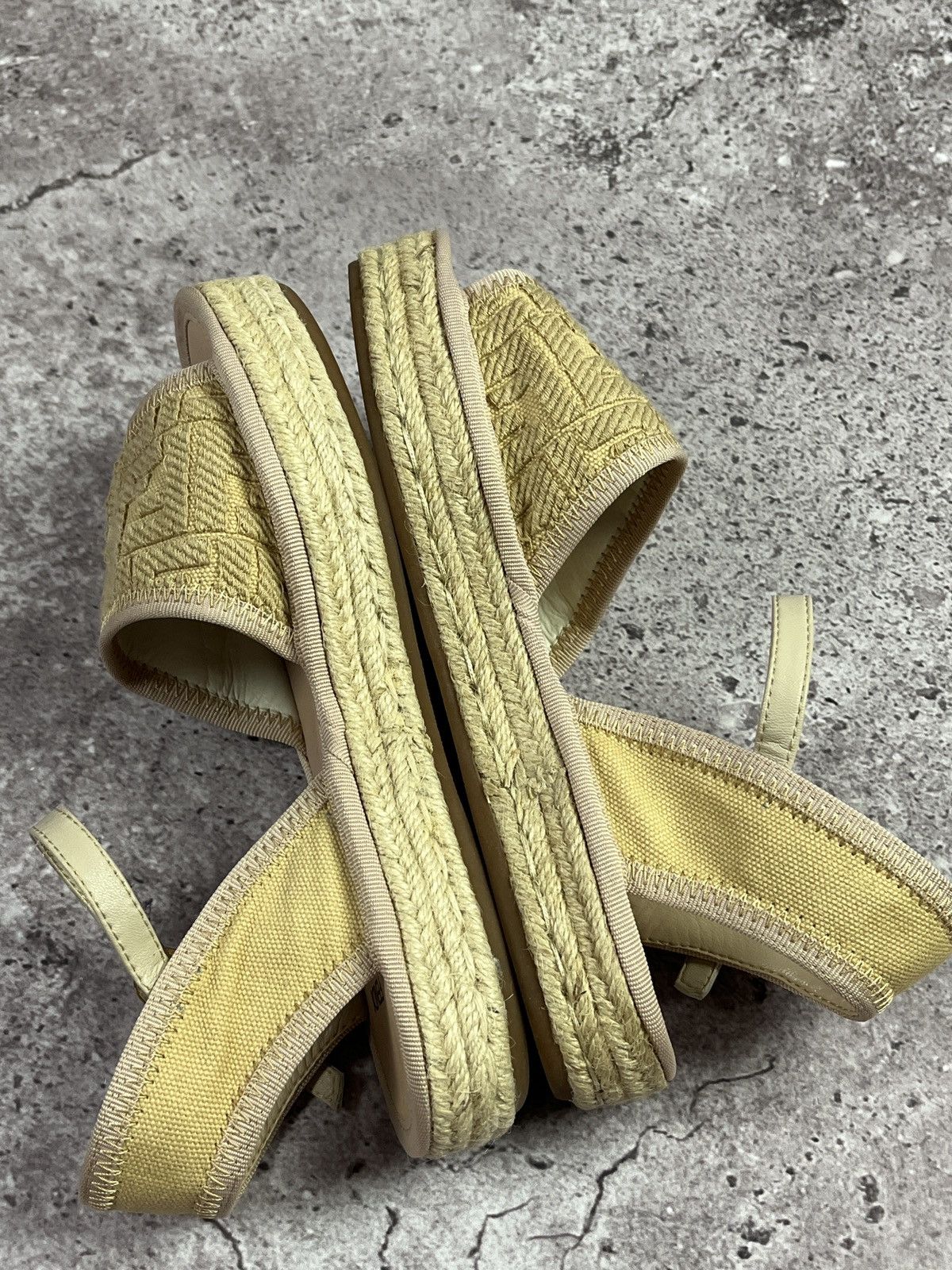 Fendi FF Logo Espadrille Platform Sandals Beige Size EU 36 Size US 5 / IT 35 - 4 Thumbnail