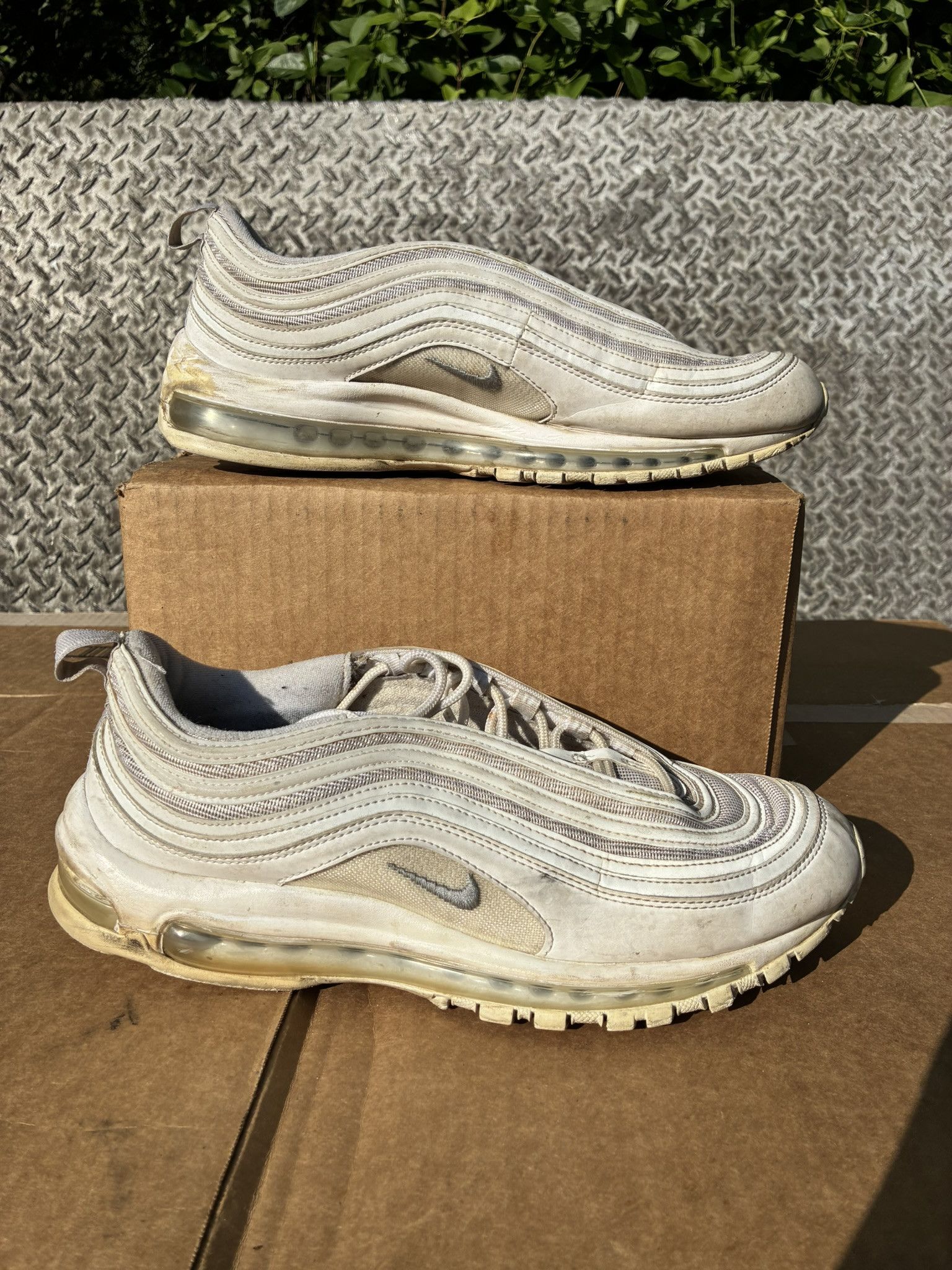 Nike Nike Air Max 97 Triple White Wolf Gray Men Size US 11 / EU 44 - 1 Thumbnail