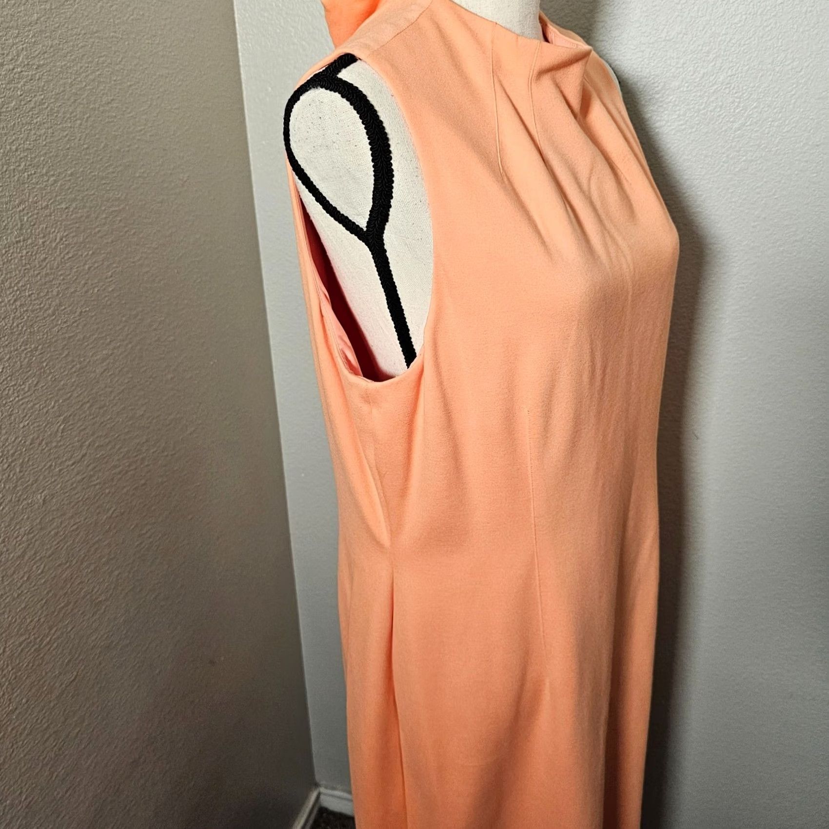 Vintage VINTAGE Antonio Melani Dress Women’s 14 Sleeveless Sheath Orange Coral Zipper Knee Length Pink Round Neck Ladies Size XL / US 12-14 / IT 48-50 - 7 Thumbnail