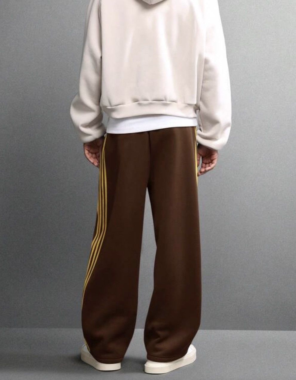 Japanese Brand Wide-Leg Stripe Sweatpants - Heavy Fleece Size US 28 / EU 44 - 5 Thumbnail