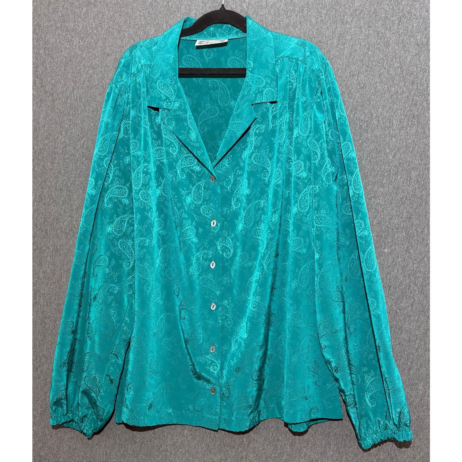 Other Frayne | VINTAGE Teal Silky Button Down Long Sleeve | XL Size XL / US 12-14 / IT 48-50 - 1 Thumbnail