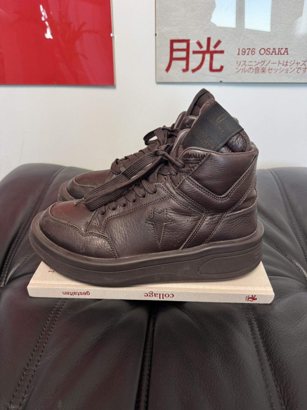 Rick Owens RICK OWENS CONVERSE TURBOWPN DARK BROWN LEATHER SNEAEKERS HI Size US 8.5 / EU 41-42 - 3 Thumbnail