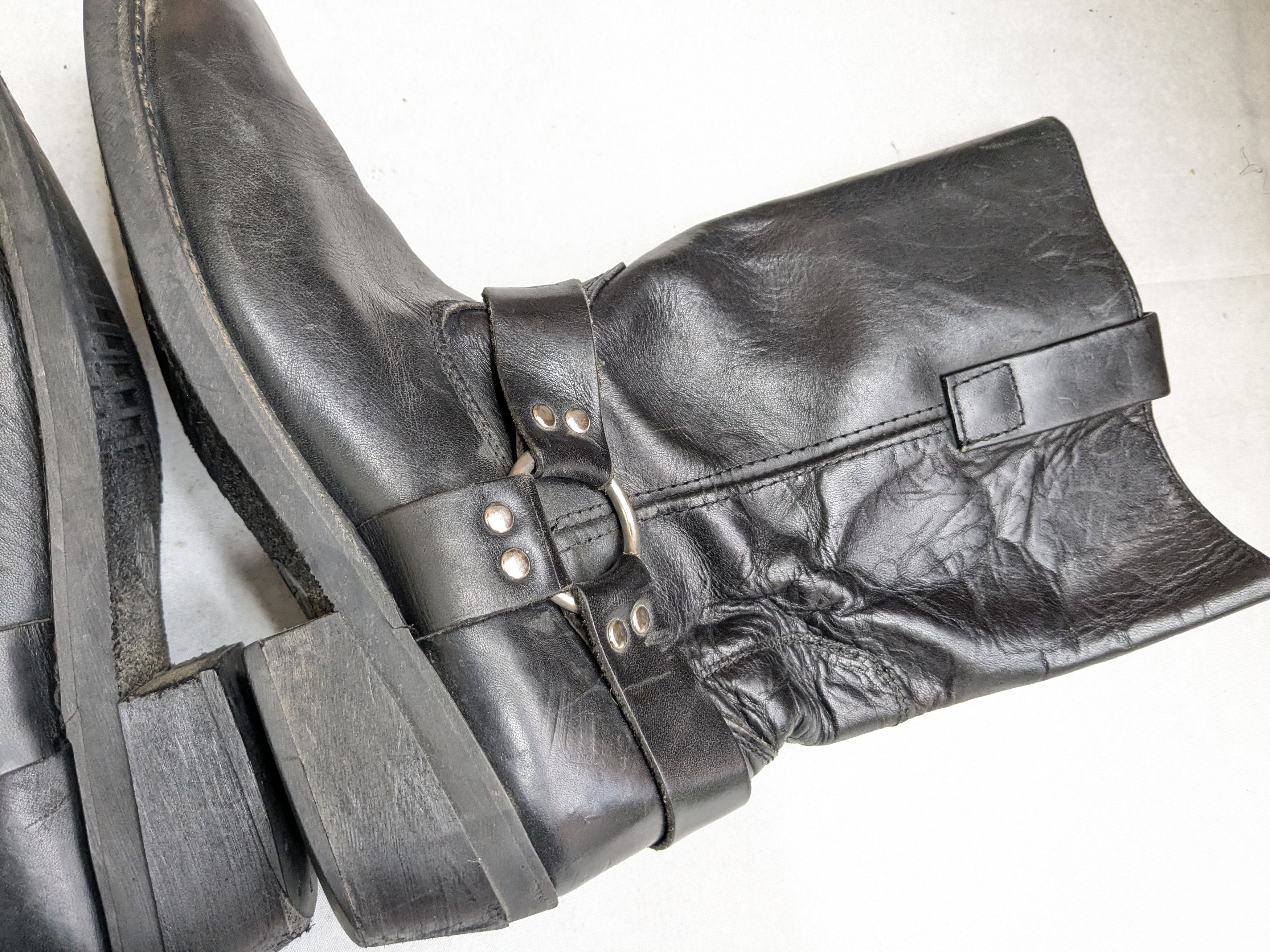Genuine Leather Vintage Harness Boots Black Leather 11 Motorcycle Biker Size US 11 / EU 44 - 11 Thumbnail