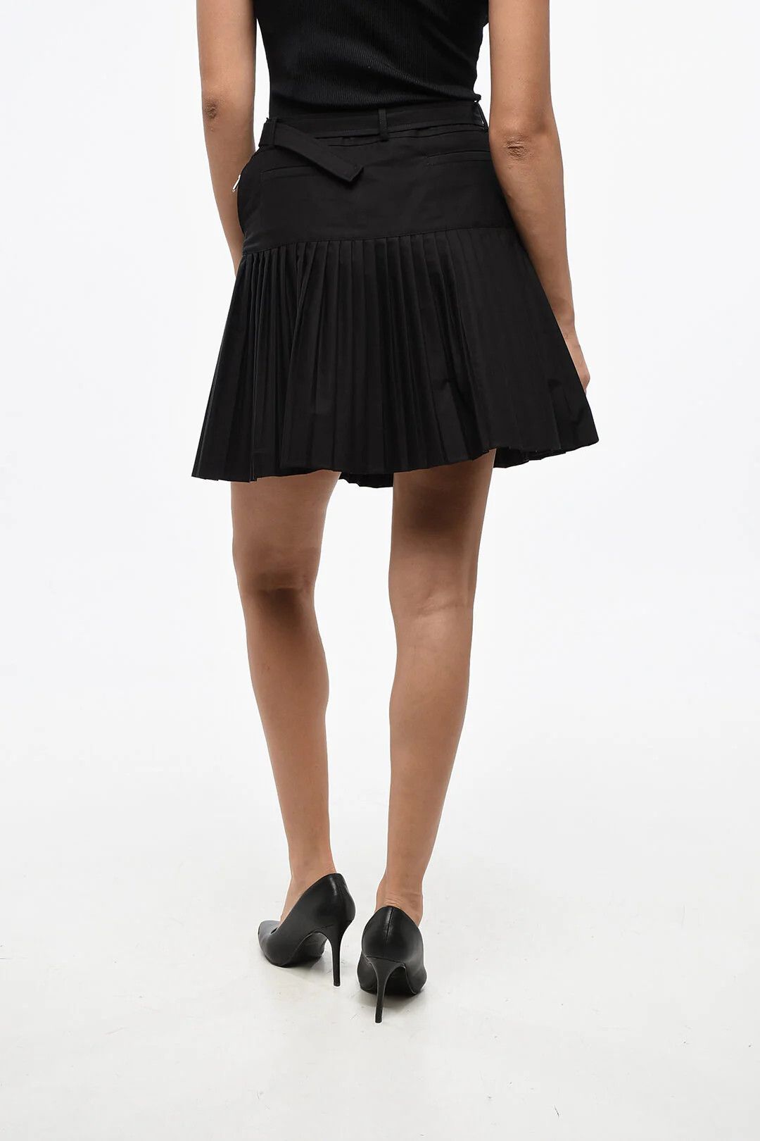 Dior o1mm0326 Pleated Cotton Mini Skirt in Black Size 27" / US 4 / IT 40 - 2 Thumbnail