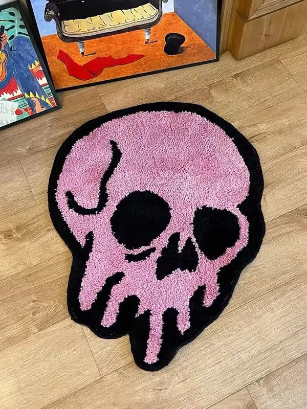 Japanese Brand Hamaoka x Asada Pink Melting Skull Tufting Rug Size ONE SIZE - 1 Thumbnail