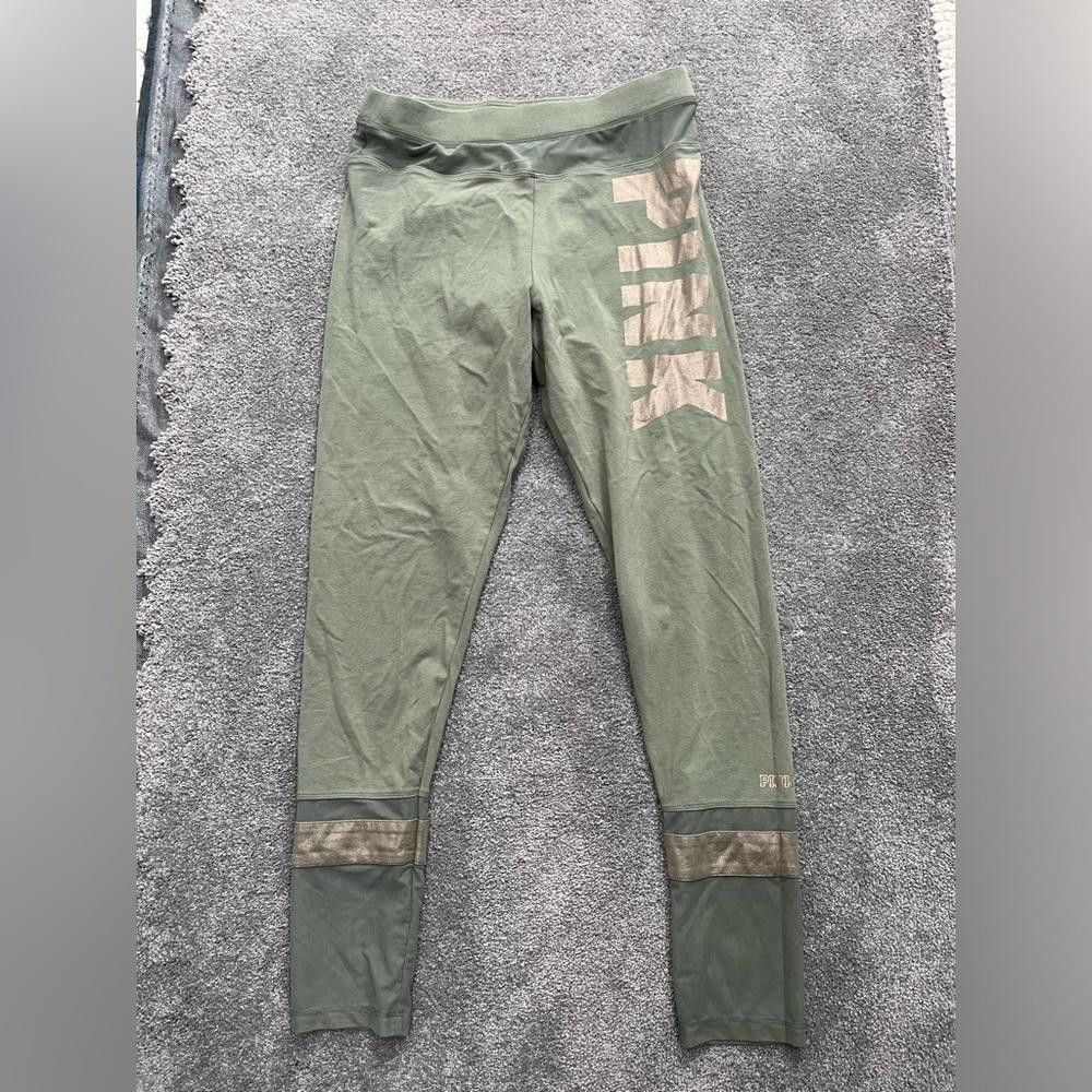 Pink PINK YOGA VS VICTORIA'S SECRET Olive Green Mesh High Waisted Size 32" / US 10 / IT 46 - 1 Thumbnail