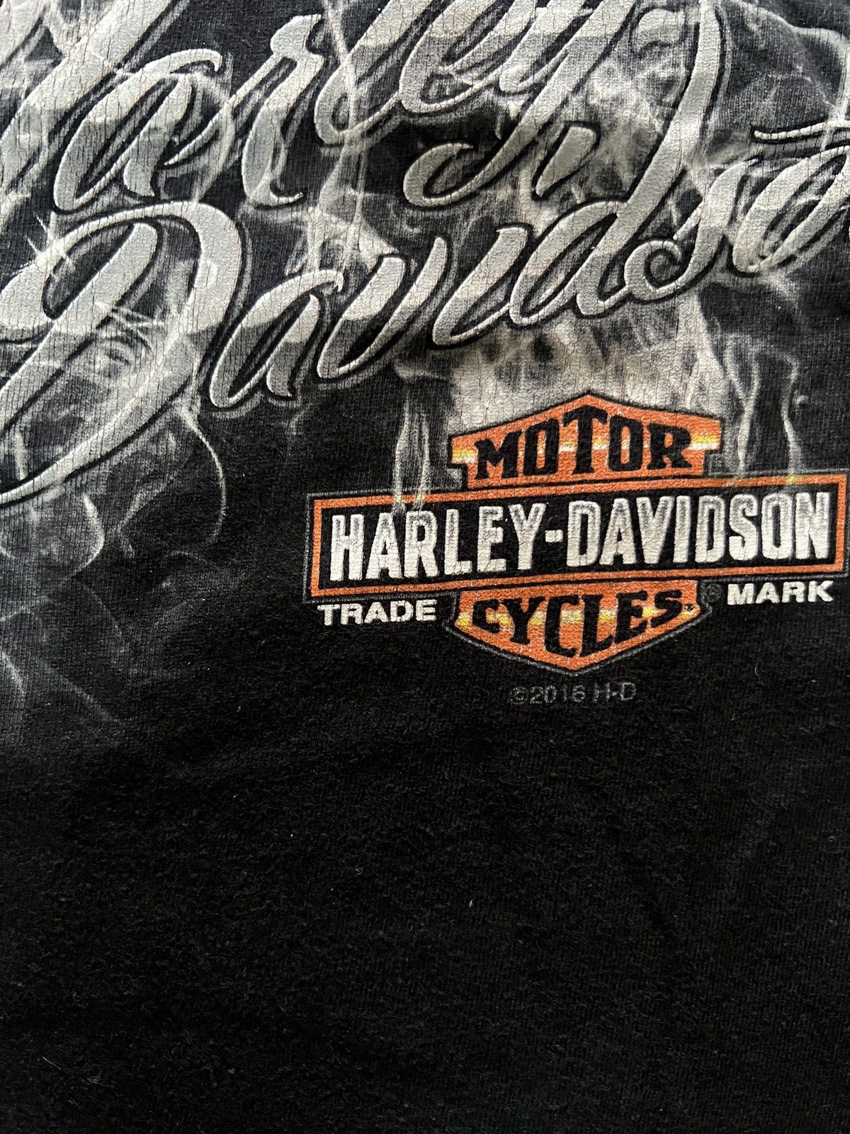 Harley Davidson Vintage 2000s Harley-DavidsonTexas Skull Smoke Fire Flames Size US L / EU 52-54 / 3 - 3 Thumbnail