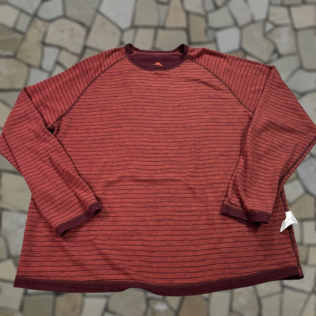 Tommy Bahama Tommy Bahama Sweater Mens 3XL Red Reversible Stripe Thermal Waffle Knit Pullover Size US XXL / EU 58 / 5 - 1 Thumbnail