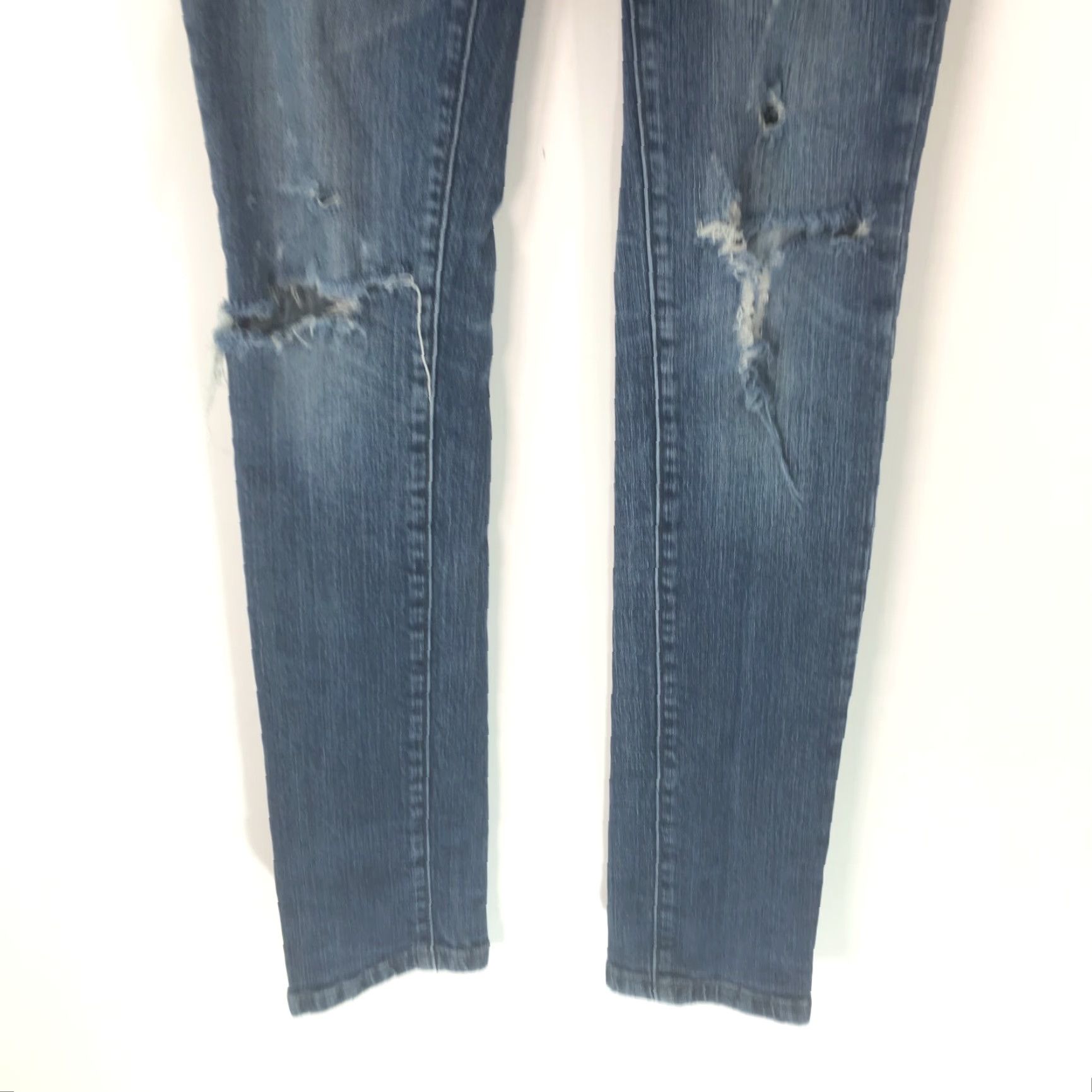 Vintage VIGOSS Womens Regular Low Rise Skinny Casual Blue Distressed Denim Jeans Size 0 Size 25" / US 0 / IT 36 - 5 Thumbnail