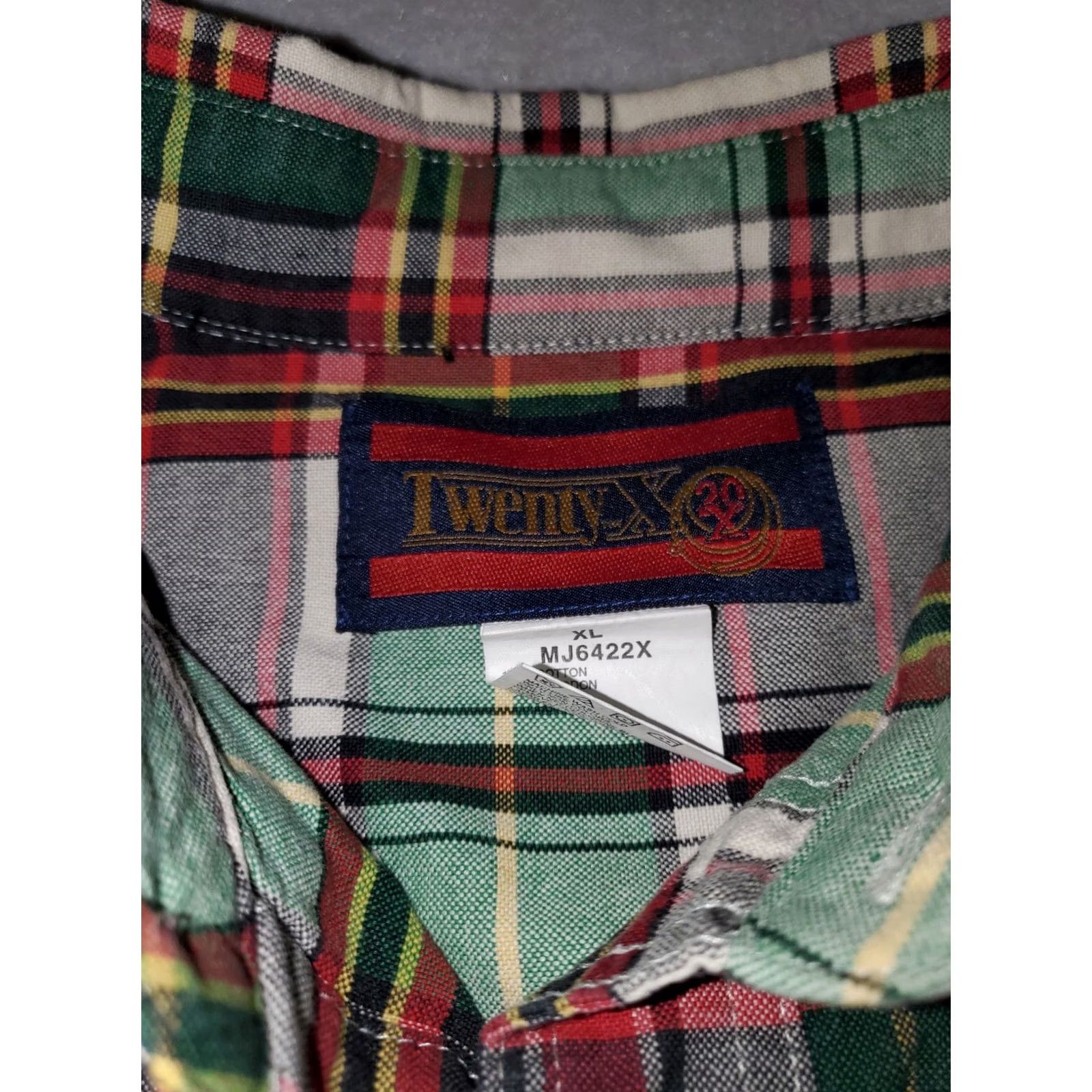Vintage Twenty-X 20X Long Sleeve Red & Green Plaid Western Rodeo Shirt Mens XL size Regular Collar Button-Up Pockets Embroidered Logo 100% cotton Size US XL / EU 56 / 4 - 3 Thumbnail